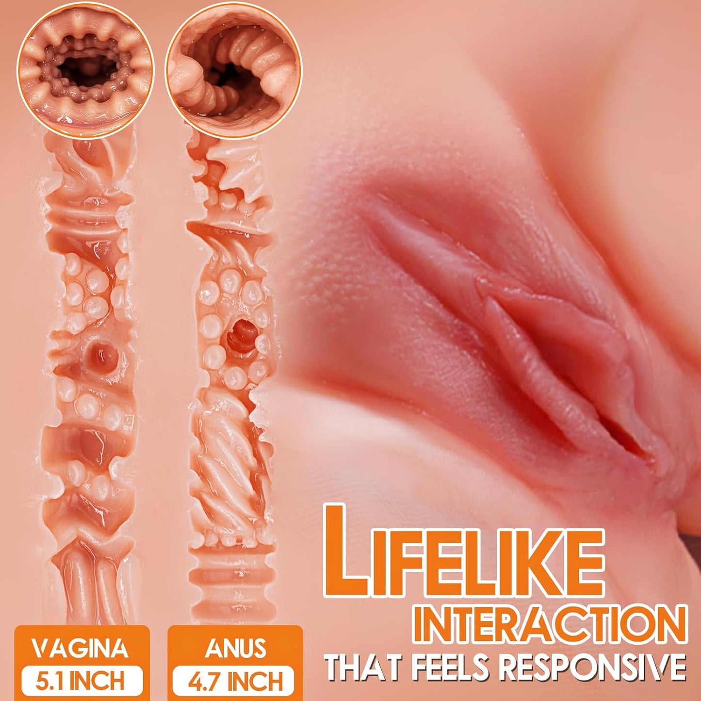 Sex Doll Torso Male Sex Toy with Bouncing Jiggly Boobs & Perky Ass, Sex Dolls for Men Realistic Puffy Tight Juicy Pocket Pussy Vagina & Anal Mens Sex Toy, Masturbator Built - In Skeleton - SinfulX - 