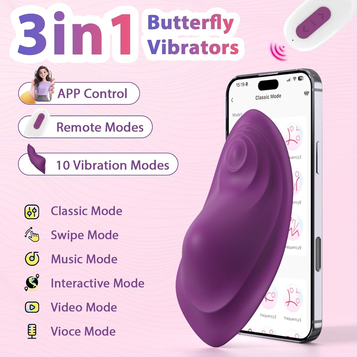 VelvetWing APP Butterfly Panty Vibrator Dual Motor - SinfulX - Personal Care > Sexual Wellness > Panty Vibrator