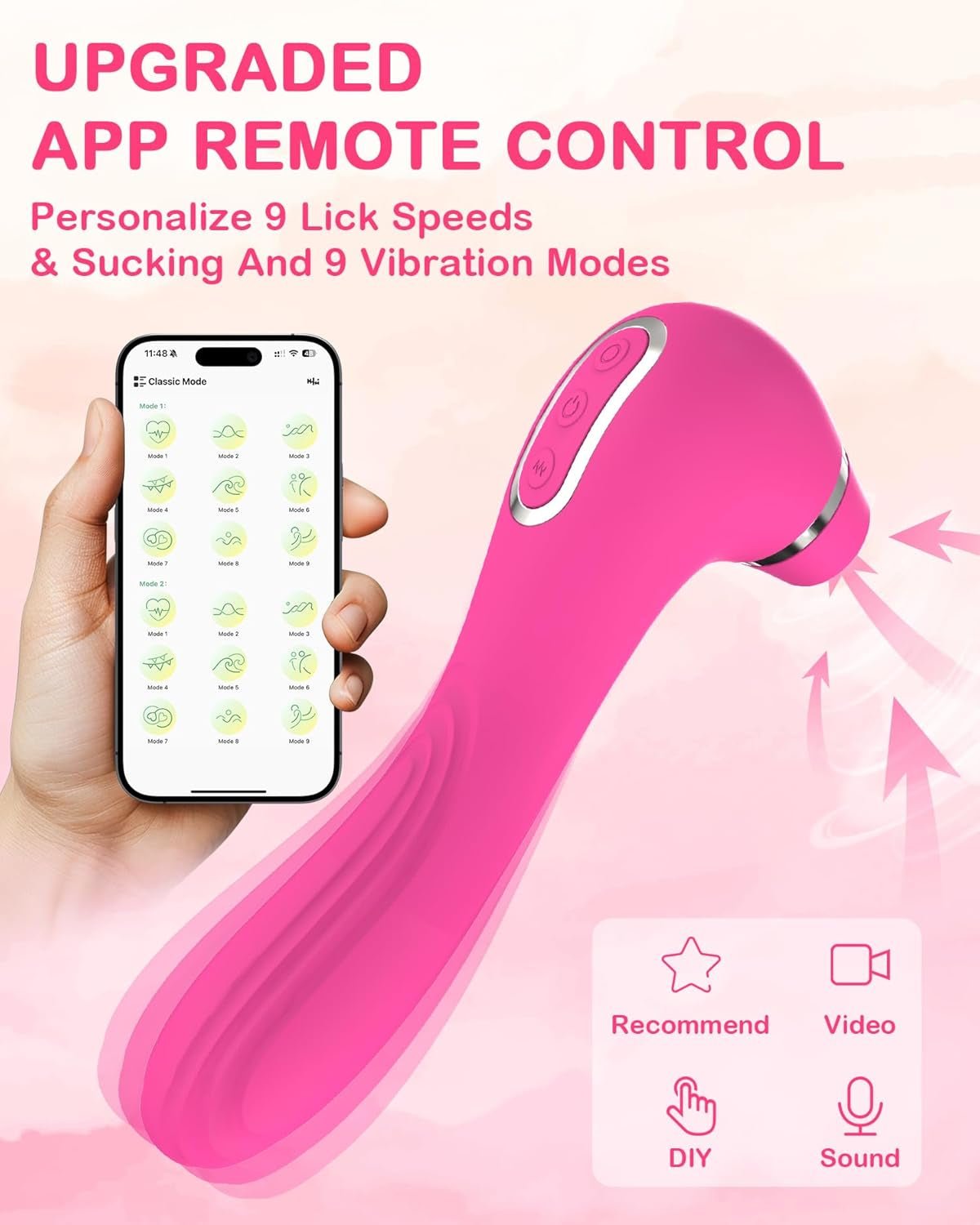 Clitoral Licking Sucking Vibrator Sex Toys,【App Control】 Tongue Sex Toy with 9 Vibrations 9 Tongue Licking with Sucking Modes, Clitoral G Spot Anal Adult Toy Nipple Clit Stimulator Sex Toys - SinfulX - 