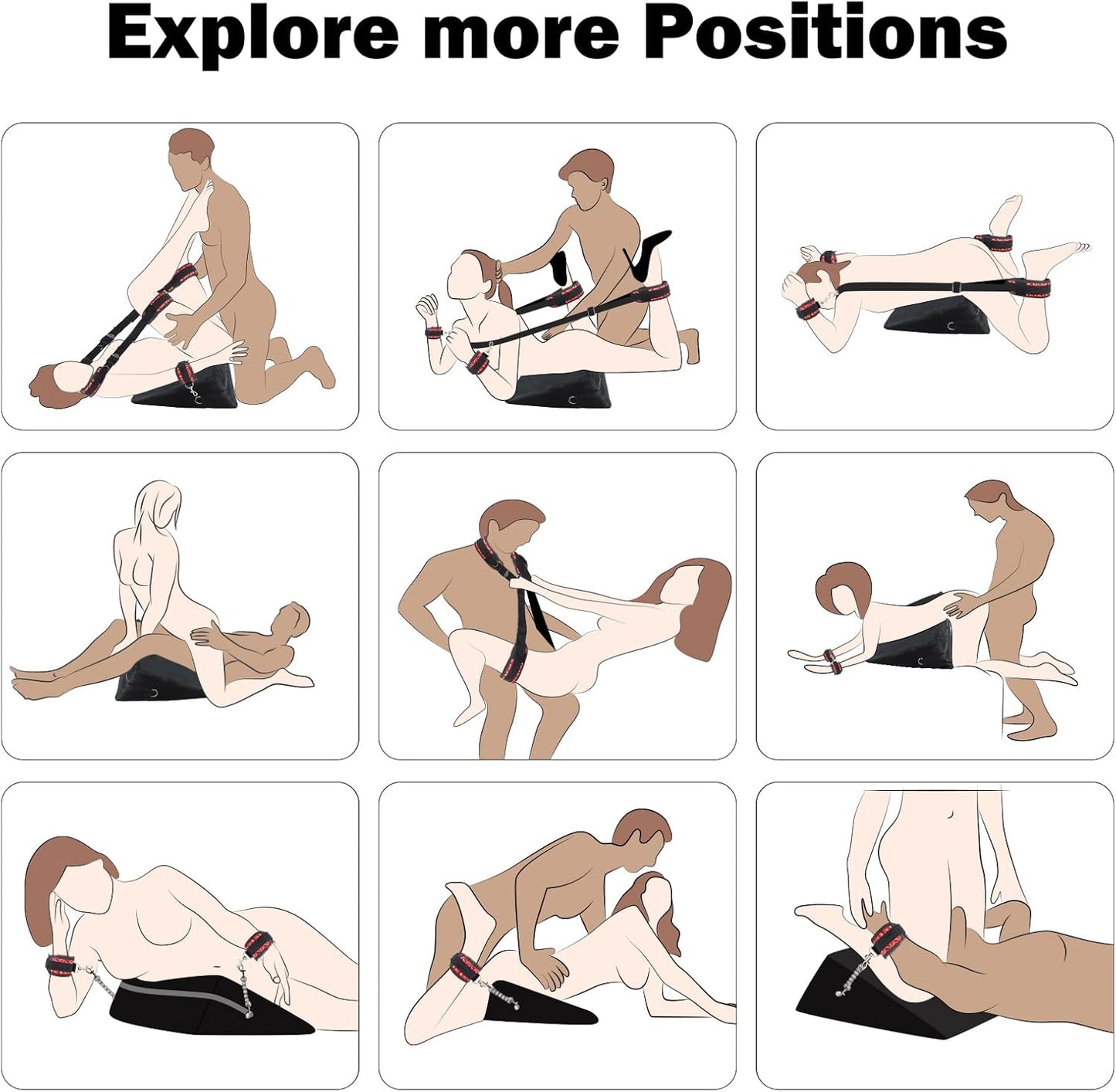 ElevaBond BDSM Positioning Wedge Pillow Set with Straps & Harness - SinfulX - Personal Care > Sexual Wellness > Sex Pillow