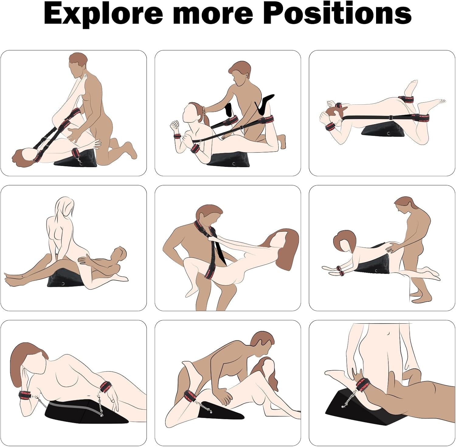 ElevaBond BDSM Positioning Wedge Pillow Set with Straps & Harness - SinfulX - Personal Care > Sexual Wellness > Sex Pillow