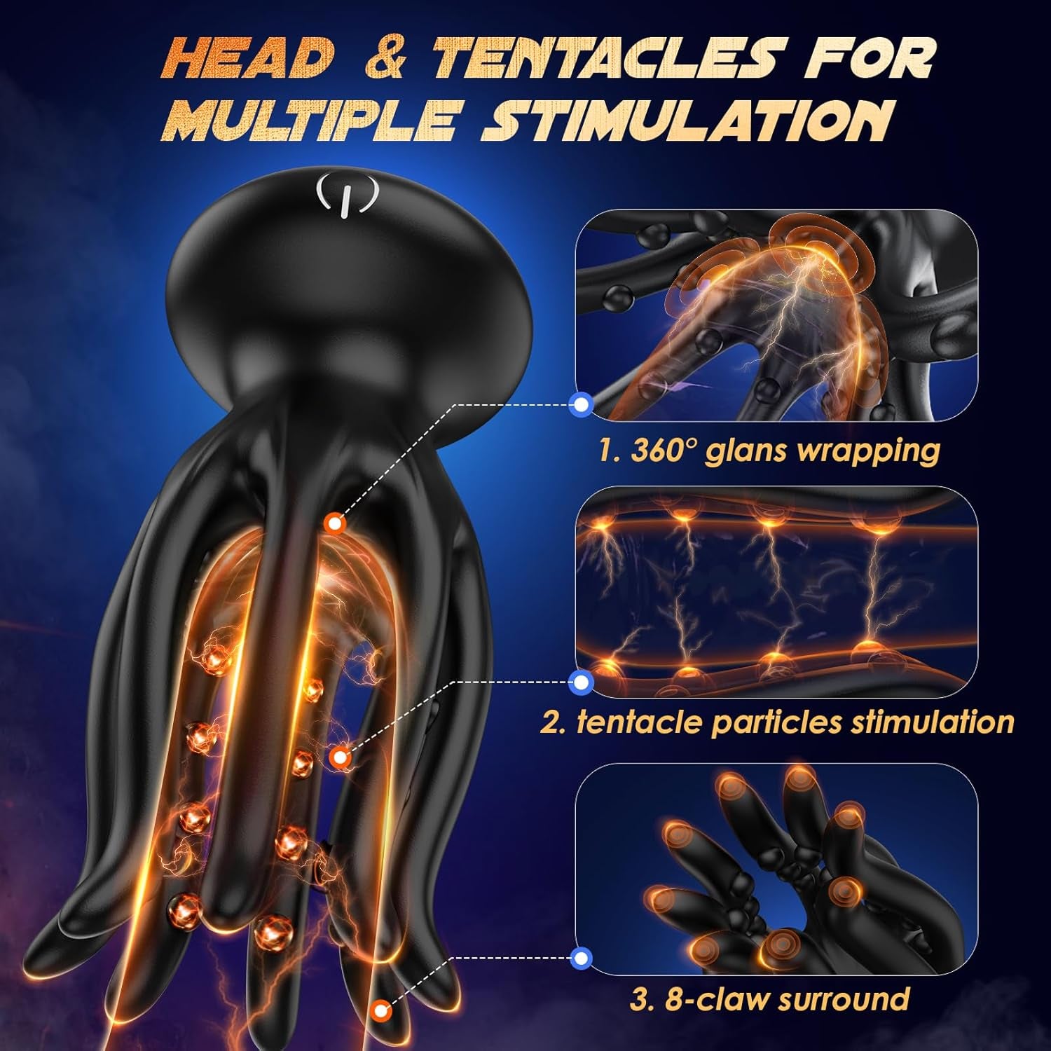 Male Sex Toys for Men Tentacle Shaped Penis Vibrator - Male Masturbator Couples Sex Toy with 10 Vibrating 360° Wrapping for Glans Clit Nipple Stimulation, Handheld Adult Toys for Men Women - SinfulX - 