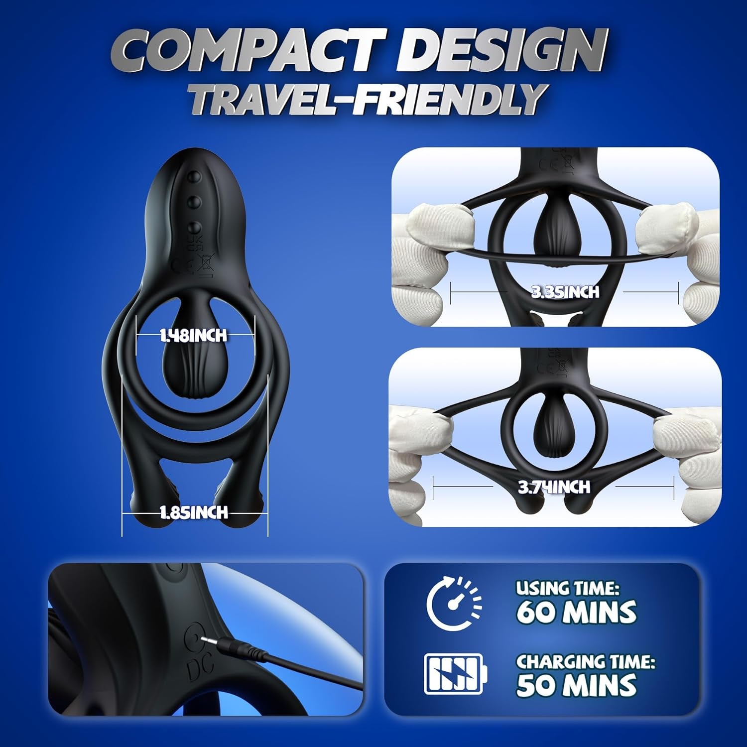 TriPulseX 3 Motor Cock Ring Clit Perineum Stimulator Remote - SinfulX - Personal Care > Sexual Wellness > Couples Cock Ring