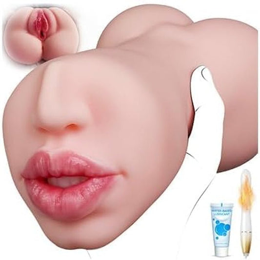 Realistic Pocket Pussy Male Masturbator,Oral Sex Toy with Thick Flesh and 5D Deep Vagina Mouth Adult Toy,Lifelike Male Stroker Pussy Masturbators Blowjob Adult Sex Toys for Man Masturbation Pleasure - SinfulX - 
