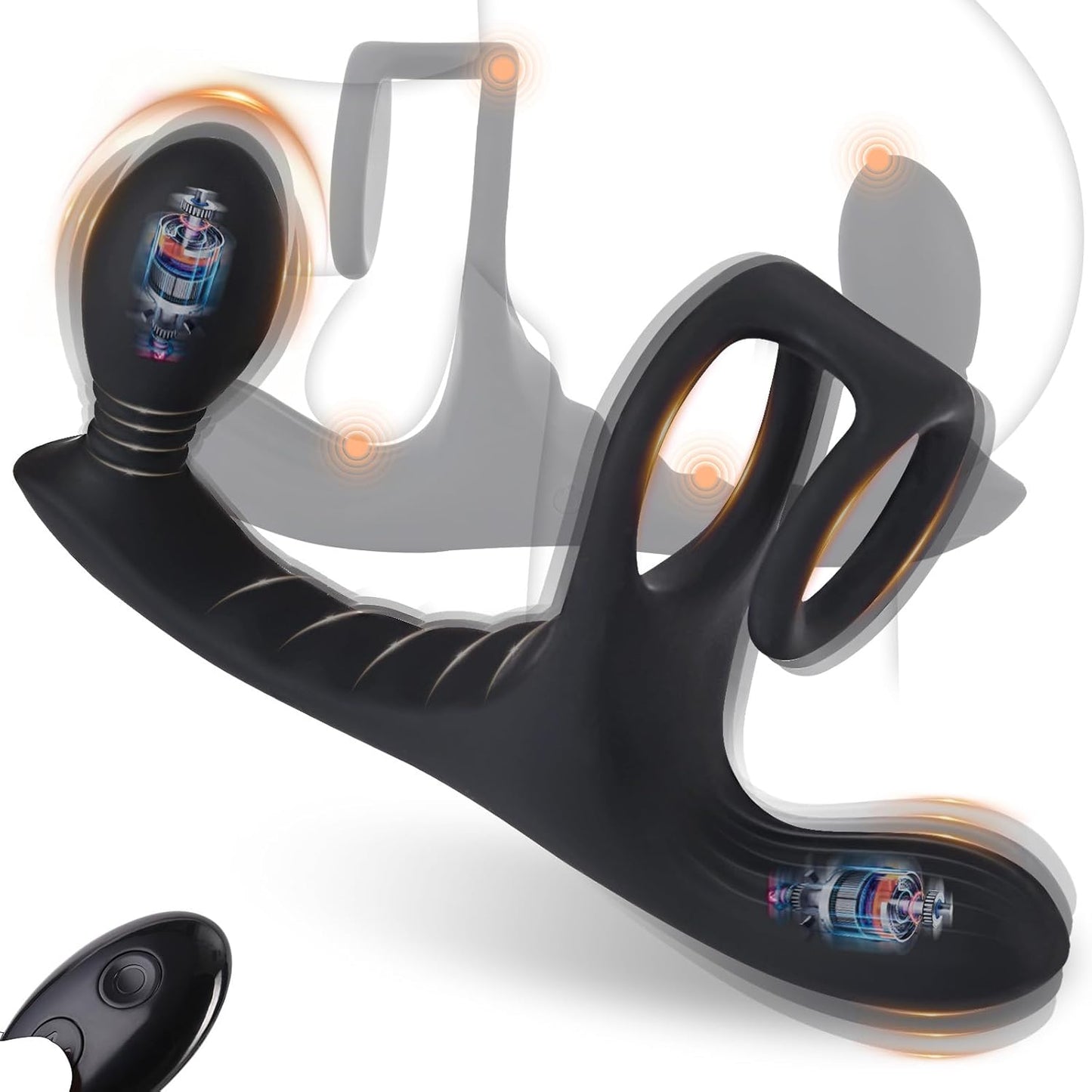 Vibrating Butt Plug Prostate Massager Sex Toys,4-In-1 Anal Vibrator Dildo with 7 High Pulse Vibrating Cock Ring for Testicles Perineum Stimulator, Adult Male Sex Toys Remote Control Vibrator for Men