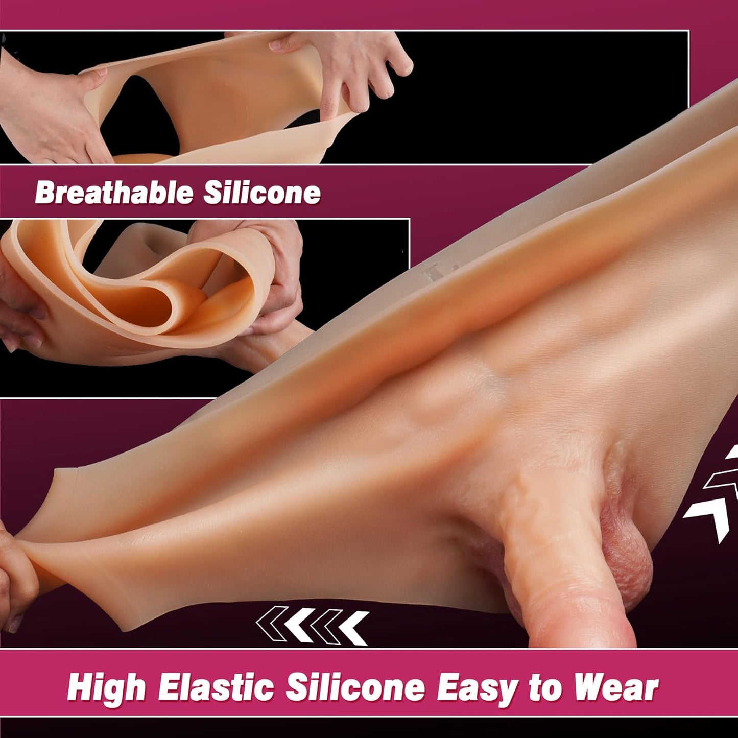 Strap on Dildo Harness Wearable Dildo Panties, Elastic Silicone Strapon Lesbian Sex Toys, Realistic Strapless Dildo Underwear with Abs, Big Thick Anal Dildo Pegging Toy for Women Couple Transgender - SinfulX - 