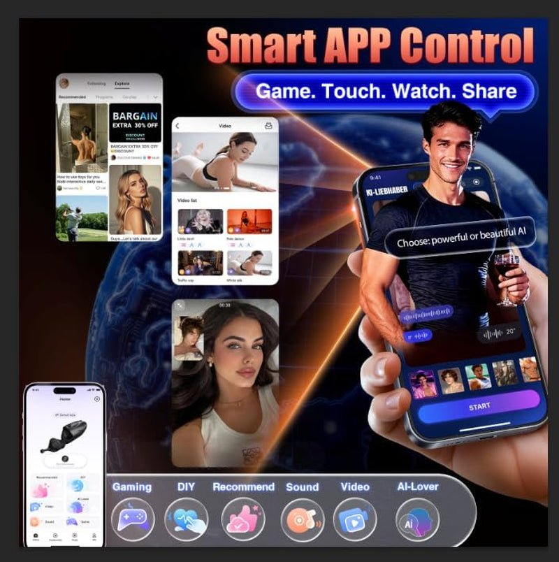 Male Masturbator Sex Toys for Men - Open - Ended Design Penis Vibrator Male Sex Toy with 10*10 Vibrating & 2 Motors & AI Sync APP & Squeezable Sleeve Stroker Machine, Adult Sex Toys for Gay Men - SinfulX - 
