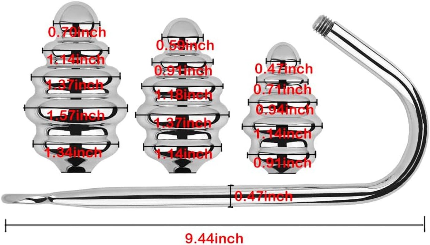 3 Interchangeable Balls Stainless Steel Spiral Anal Hook Fetish Bondage Hook Sex Toy for Unisex Adults Couple Lovers Butt Plug Prostate Massage G - Spot - SinfulX - 
