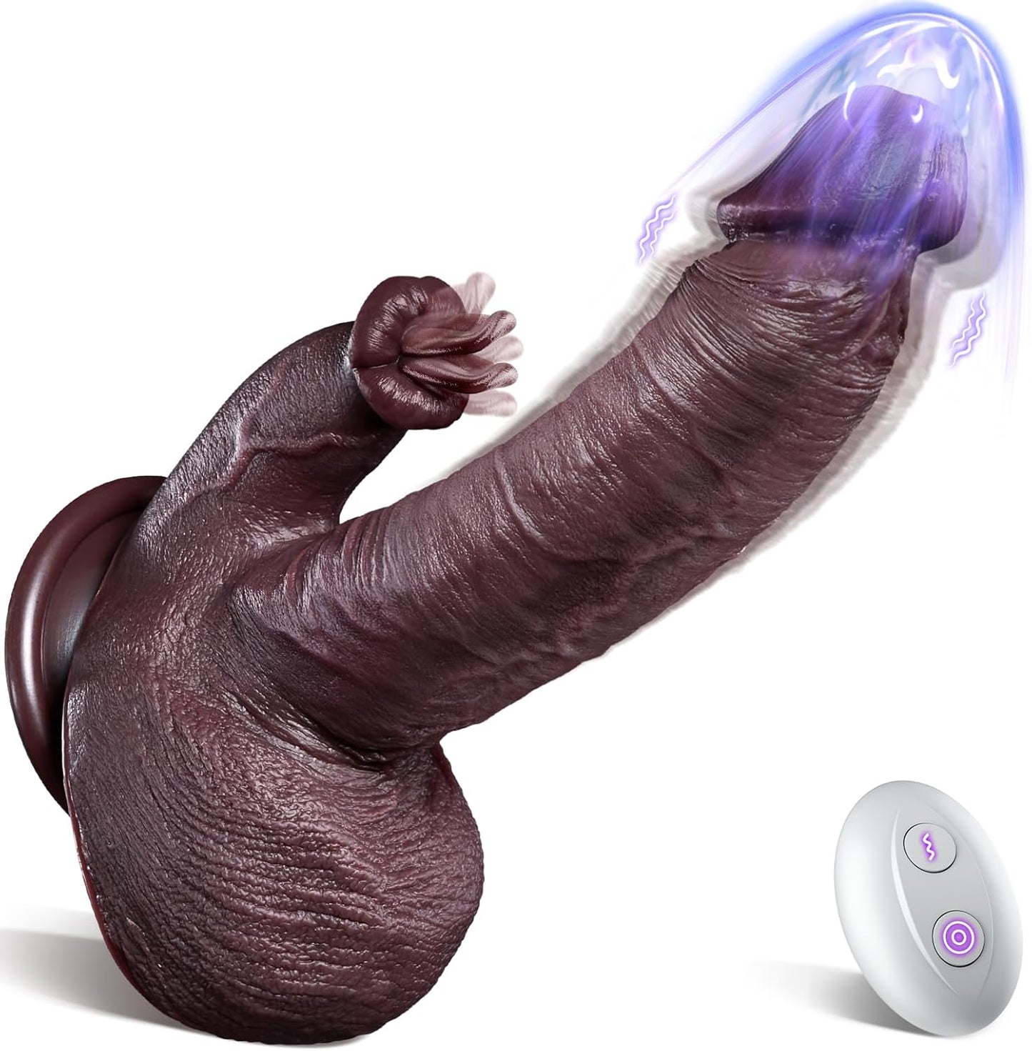 NyxoraDual Tongue Thrust Heated Dildo 4 - in - 1 Remote Vibrator - SinfulX - Personal Care > Sexual Wellness > Tongue Vibrator