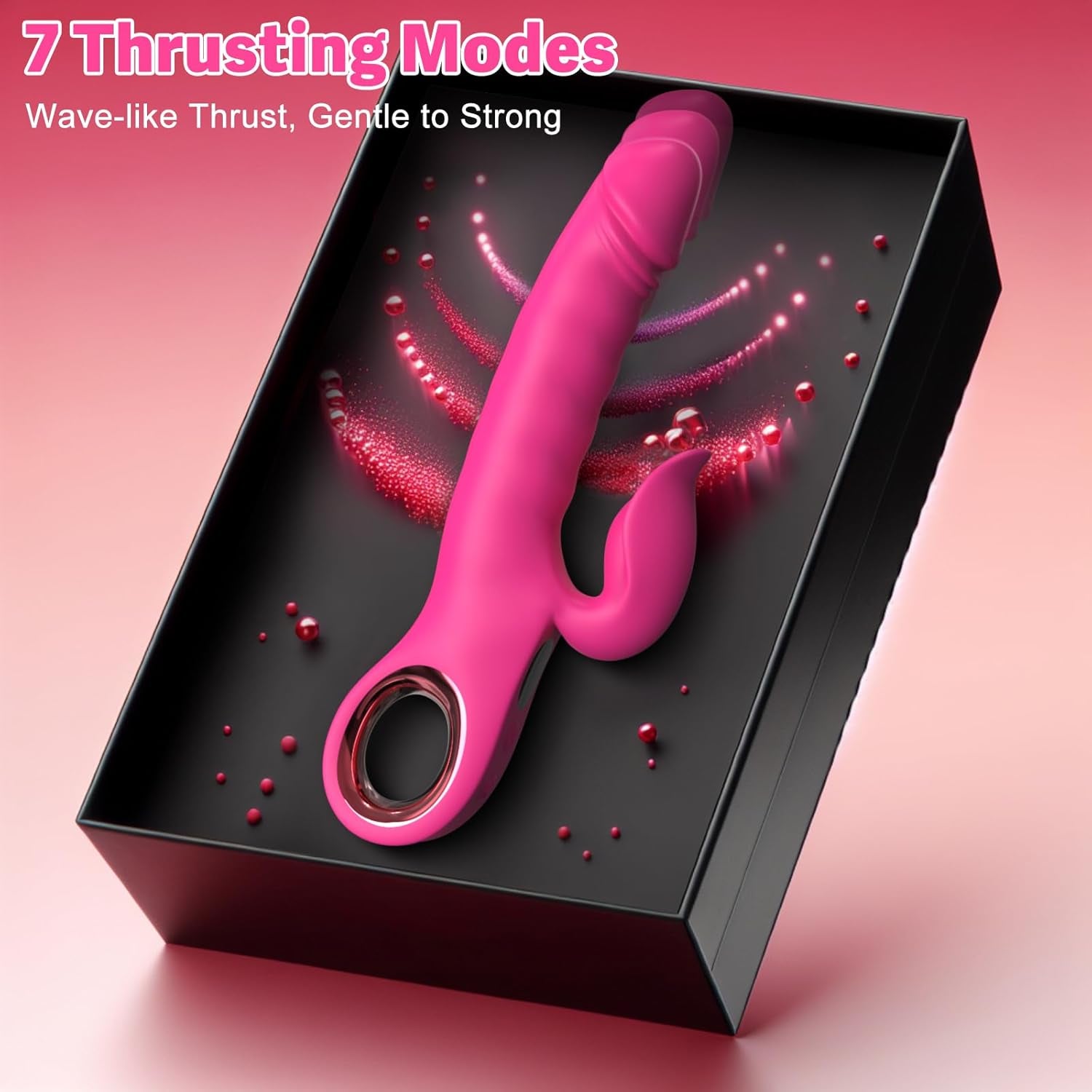 LuxeWave LCD Thrusting Rabbit Vibrator 7 Modes Magnetic Charge - SinfulX - 
