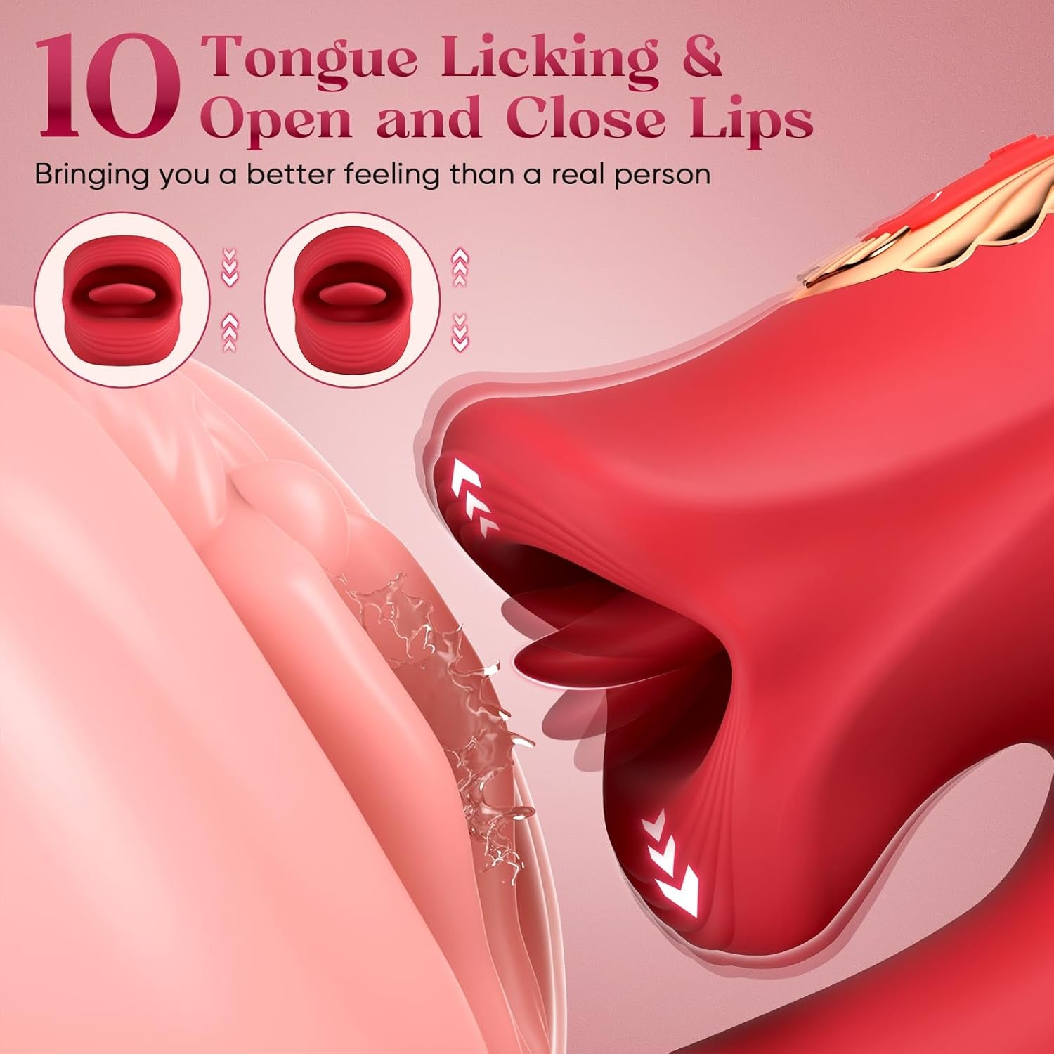 Vibrator Adult Sex Toys for Women, Tongue Rose Sex Toy Dildo Vibrators G Spot Vibrator with 10 Licking Sucking & Flapping Clitoral Stimulator Anal Nipple for Female Men Couples - SinfulX - 