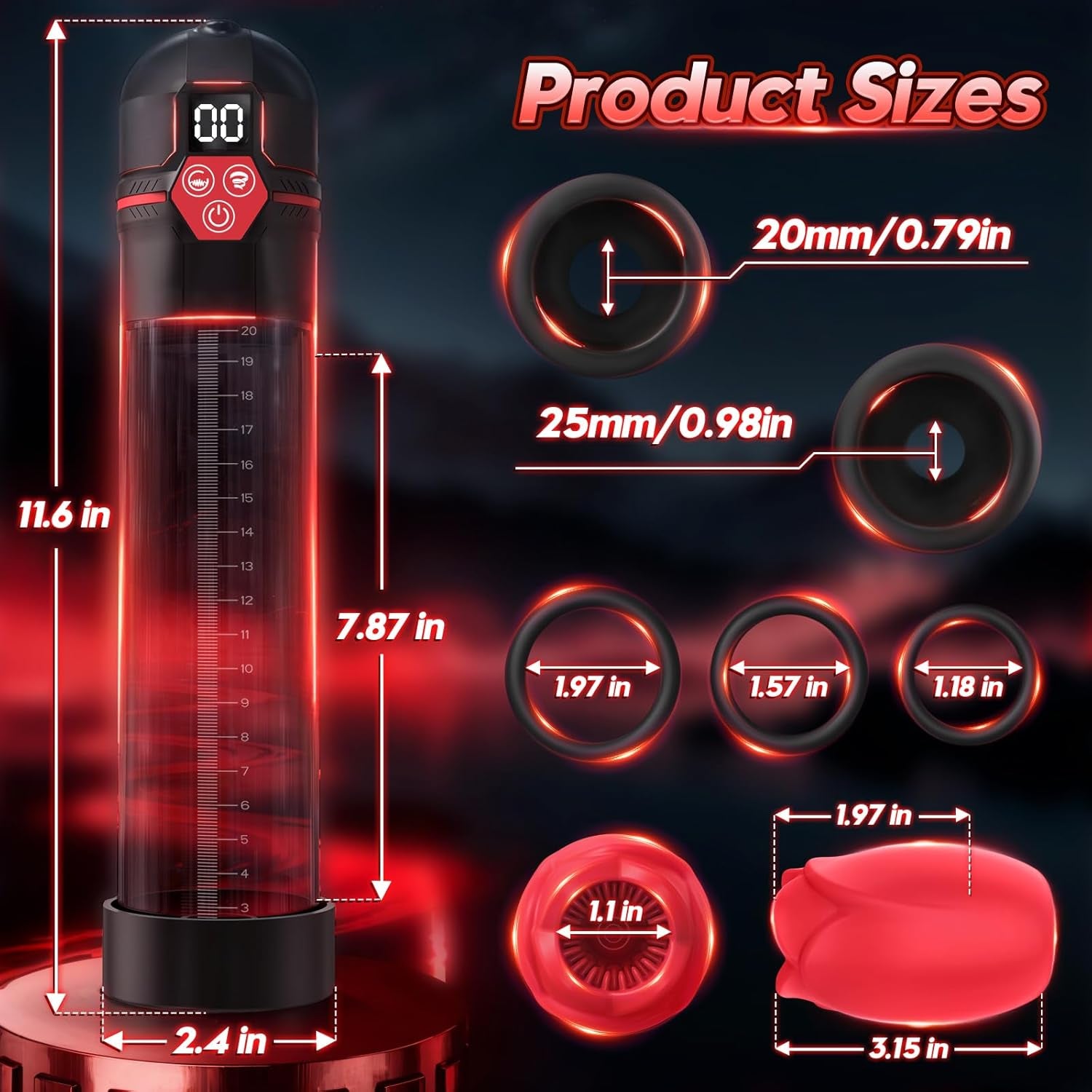 Sex Toys Electric Penis Pump - Male Sex Toys - Pumps & Enlargers Male Masturbator with 5 Suction Intensities & 7 Vibrating Modes, Dick Pump Penis Enlarger for Men Erection, Cock Pump with Pocket Pussy - SinfulX - 
