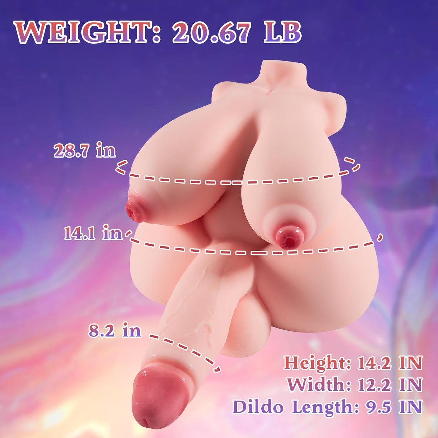 20.67LB Shemale Sex Doll Torso Futa Sex Toys Large with 5 Holes, 5 in 1 Trans Gay Sex Doll Male Masturbator with Penetrable Big Torso Dildo Pussy, Realistic Shemale Sex Torso Adult Toys for Men - SinfulX - 