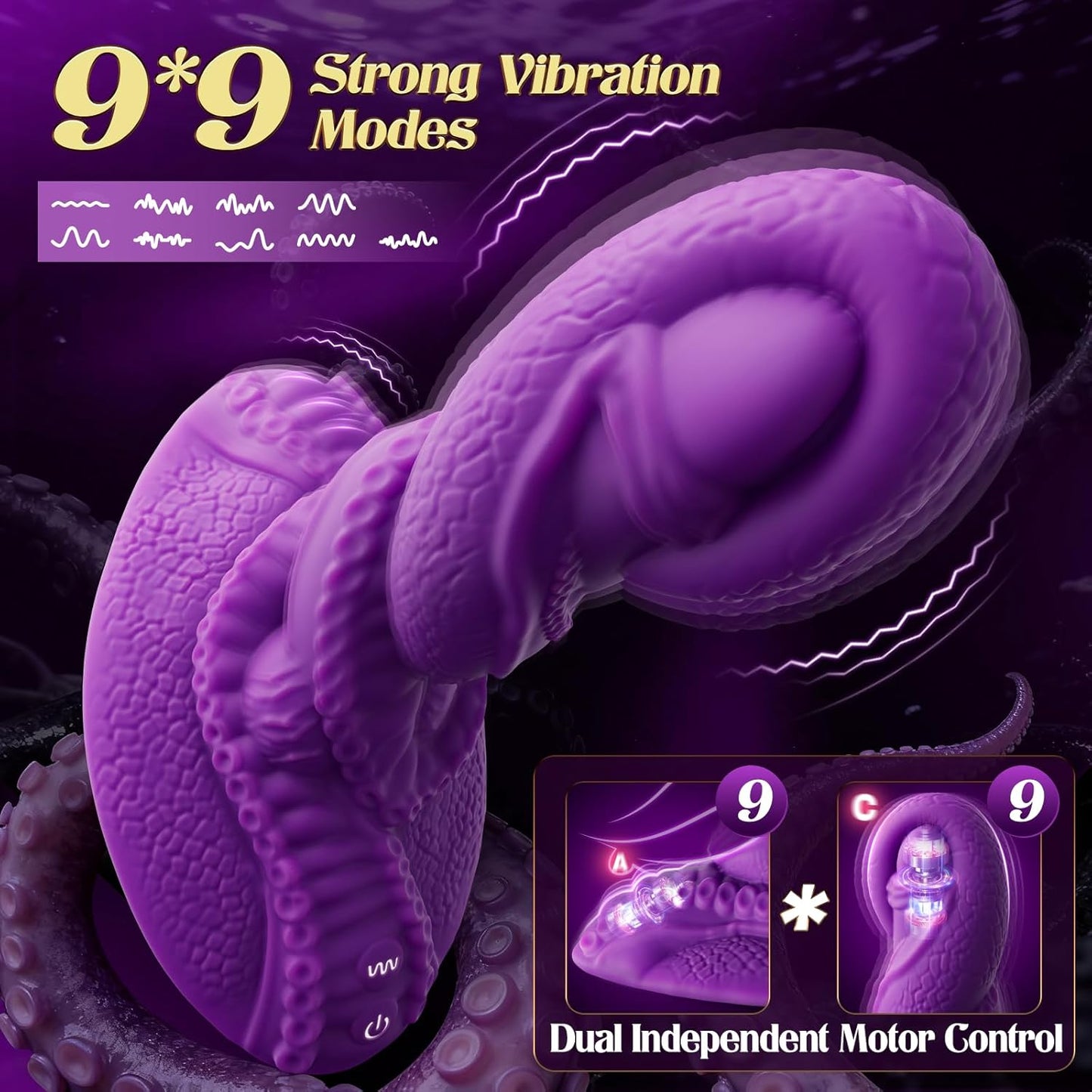 TentaclePulse Tentacle Ride - On Dildo 9x9 Vibration Remote - SinfulX - 