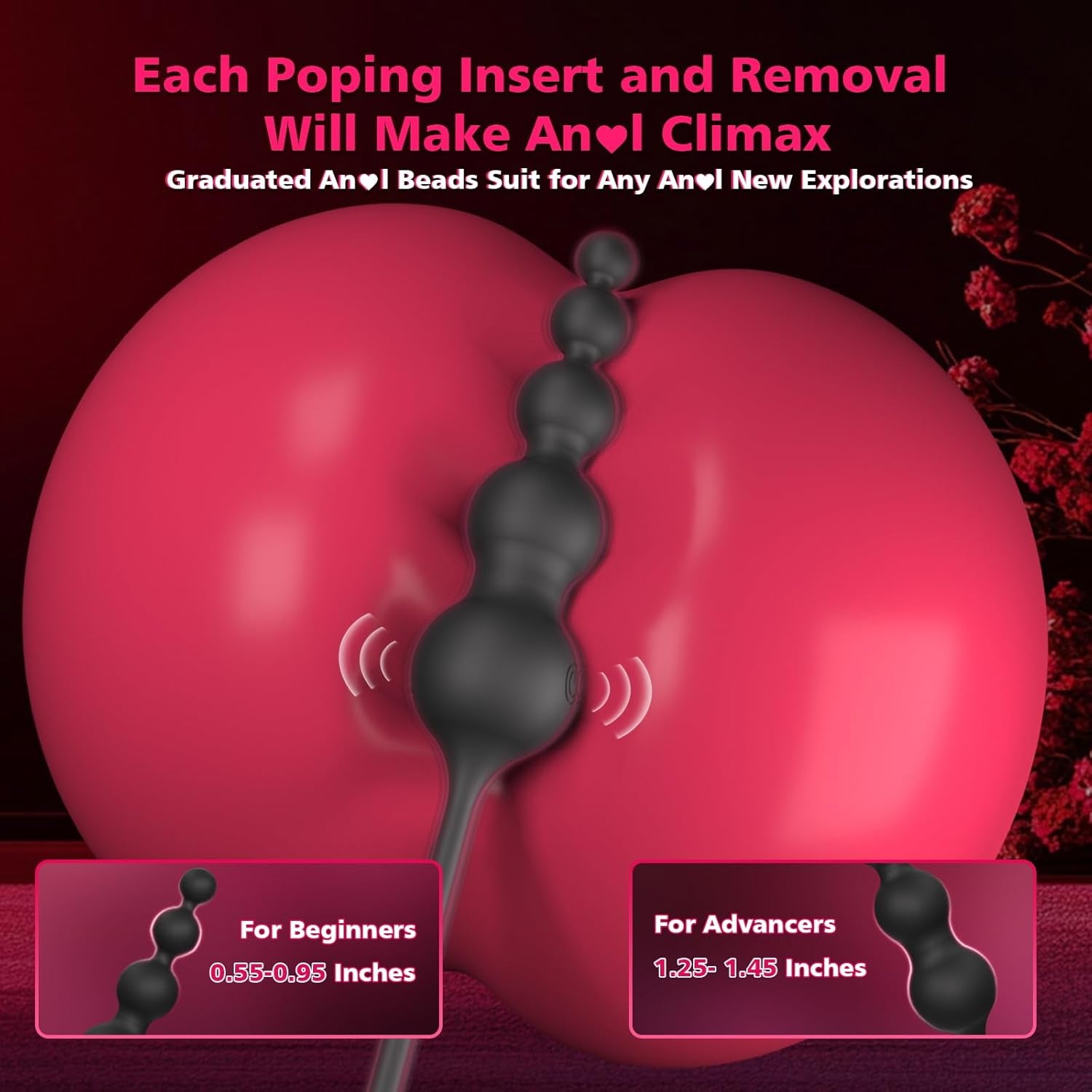 Anal Beads Couples Male Adult Sex Toys - Vibrating Anal Butt Plug with Cock Ring, Strap on Anal Dildo, Remote Control APP Prostate Massager Penis Ring Vibrator with 9 Vibrations,  Sex Toy for Men