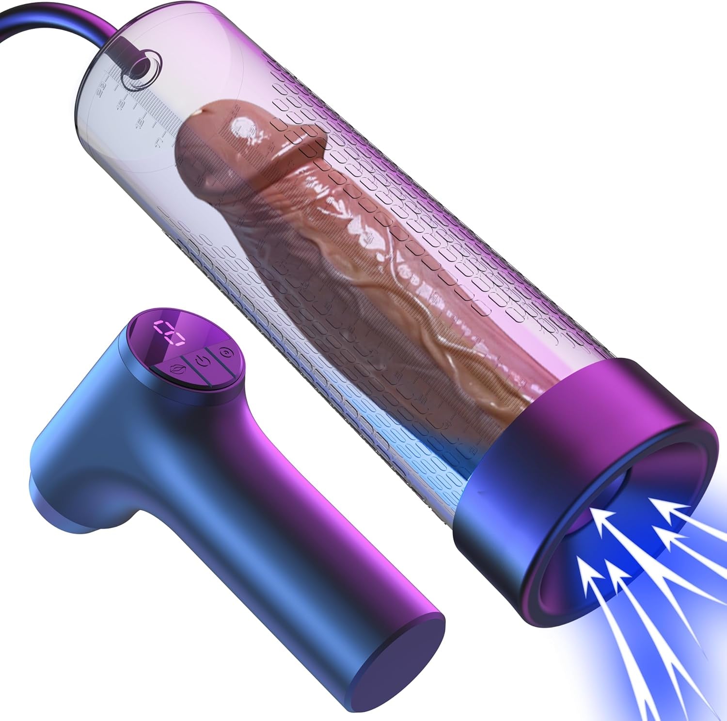 Automatic Penis Enlargement Pump for Men Erection with 6 Training Modes, 3 Suction Mode, Electric Water Penis Pump Cock Penis Vacuum Pump with 2 Replaceable Silicone Rings for Male Erection Training - SinfulX - 