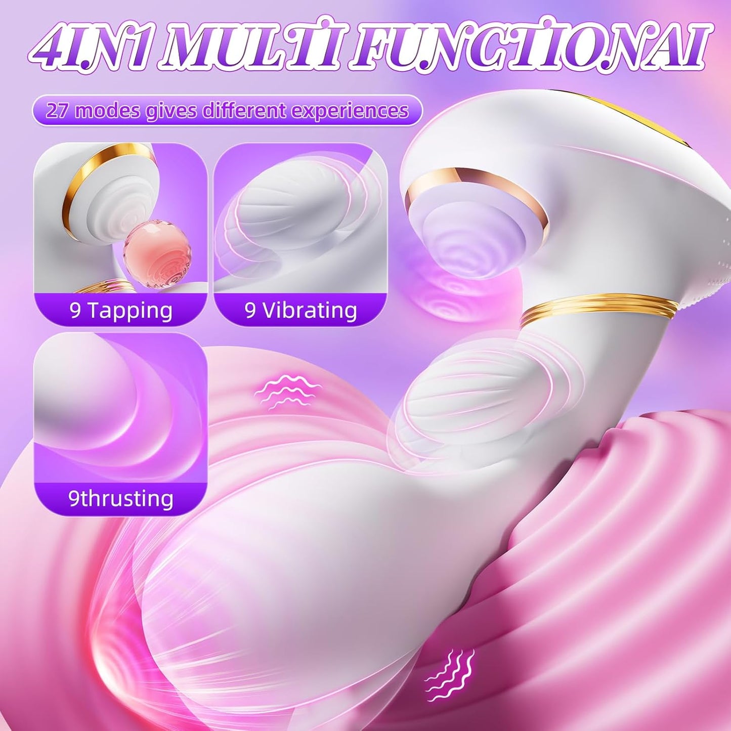 QuadPulse Heating Tapping Rabbit Vibrator - SinfulX - Personal Care > Sexual Wellness > Flapping/Tapping Vibrator