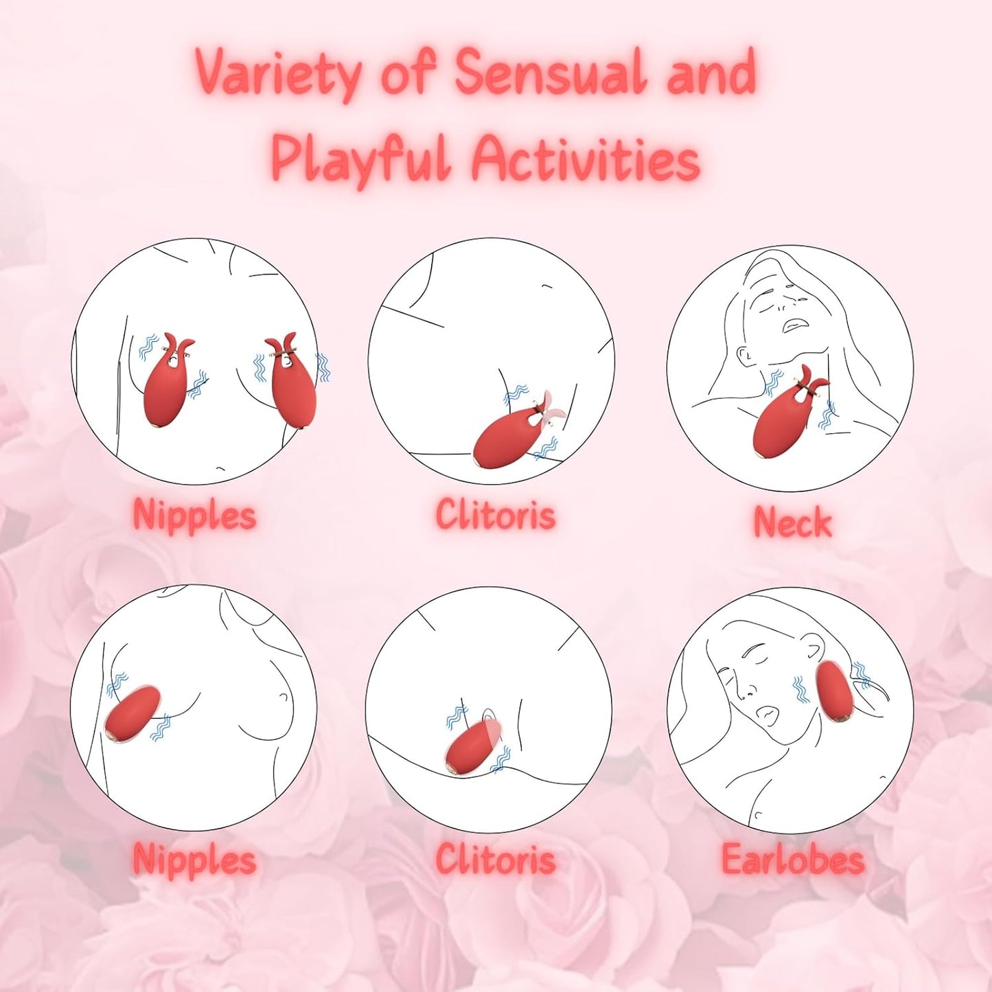 Nipple Toys Nipple Vibrator for Women, Sex Toys Nipple Clamps Clitoral Stimulator with 10 Vibration Modes, Lightweight Silicone Adult Toys, Vibrating Nipple Clamps for Women Couples Pleasure