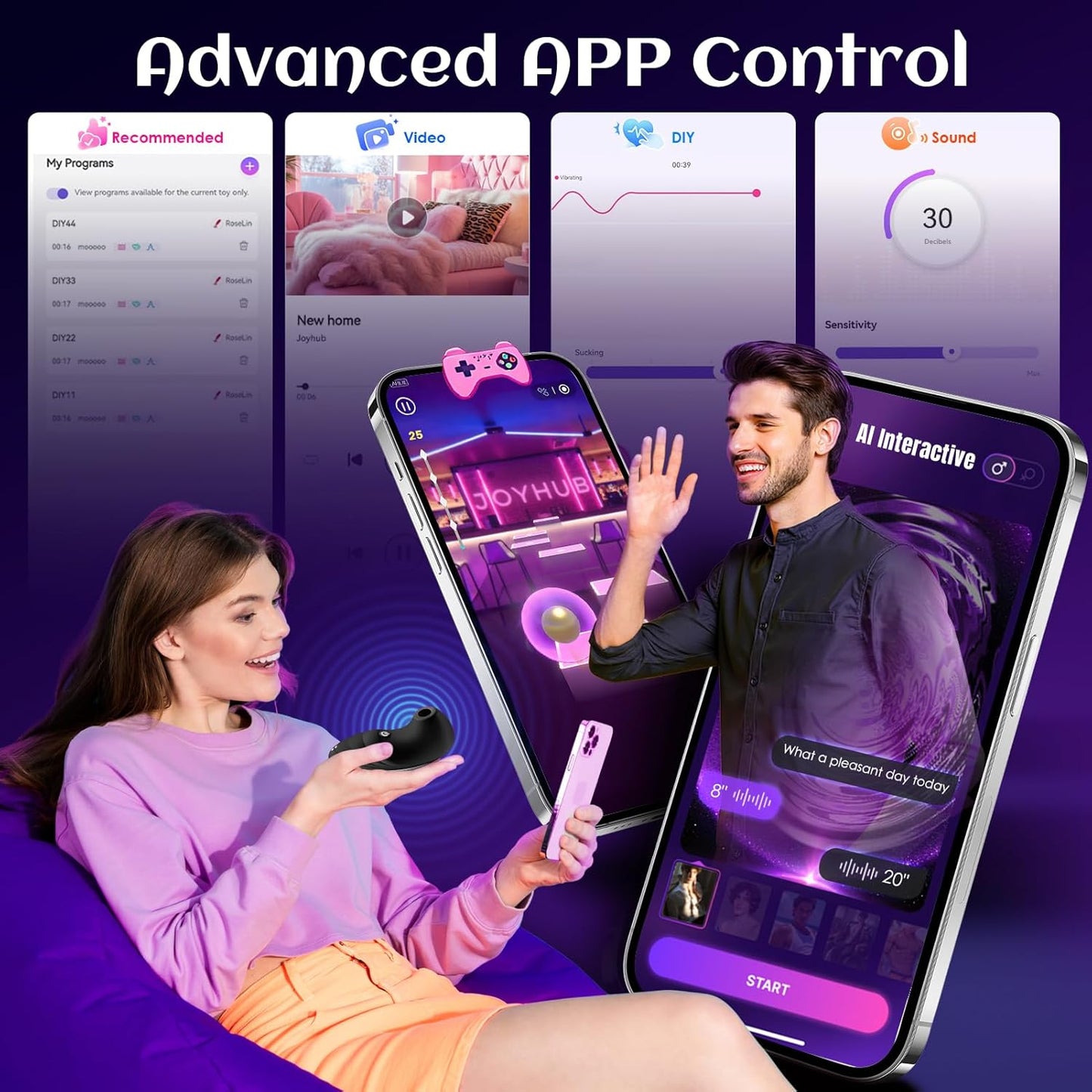 Sucking Vibrator Rose Toy - Sex Toys for Women Clitoral Sucker Vibrators Adult Toys with 7 Sucking & Vibrating Modes, Womens Rose Sex Toy Suction Vibrator for Woman Couples Furniture Bedding - SinfulX - 