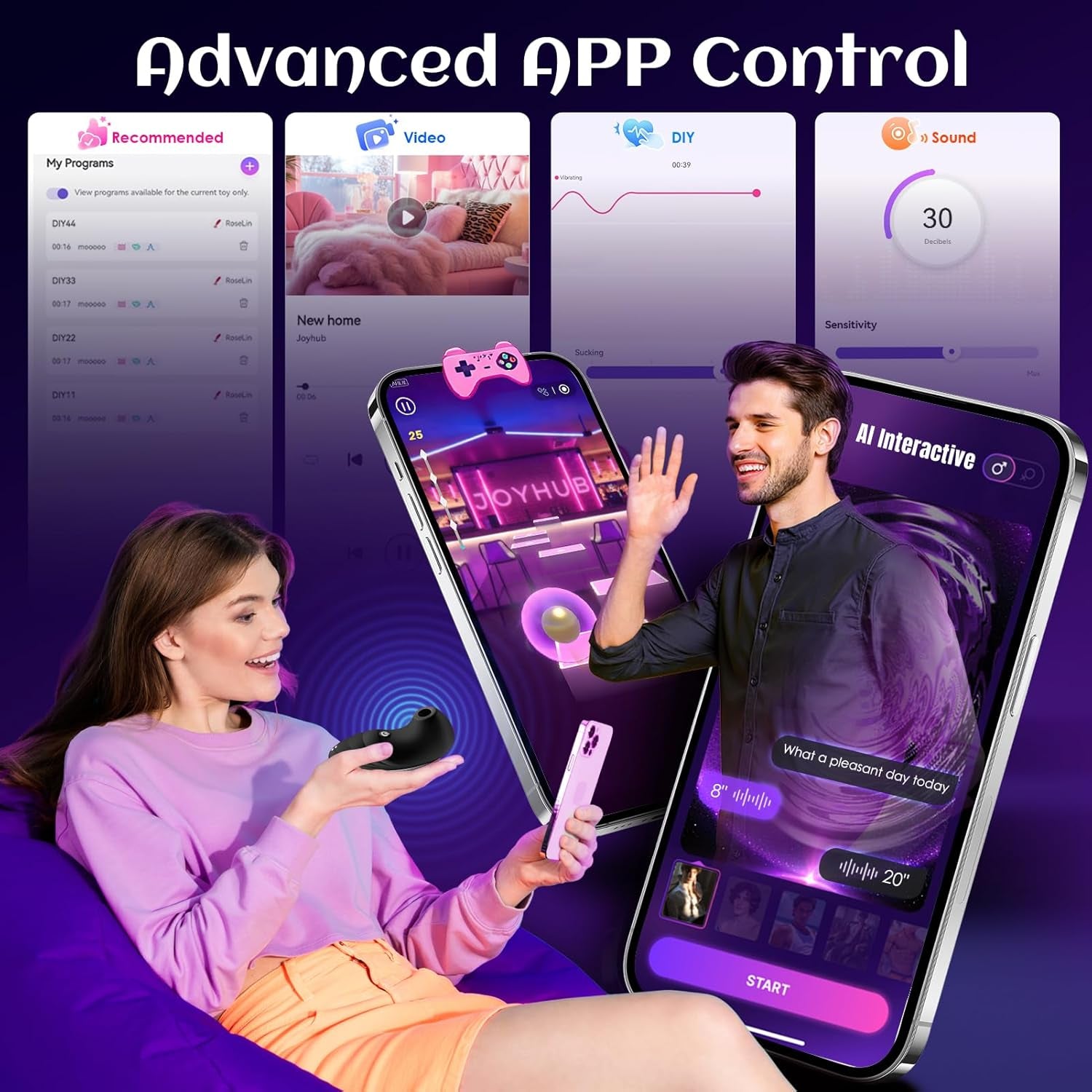 Sucking Vibrator Rose Toy - Sex Toys for Women Clitoral Sucker Vibrators Adult Toys with 7 Sucking & Vibrating Modes, Womens Rose Sex Toy Suction Vibrator for Woman Couples Furniture Bedding - SinfulX - 
