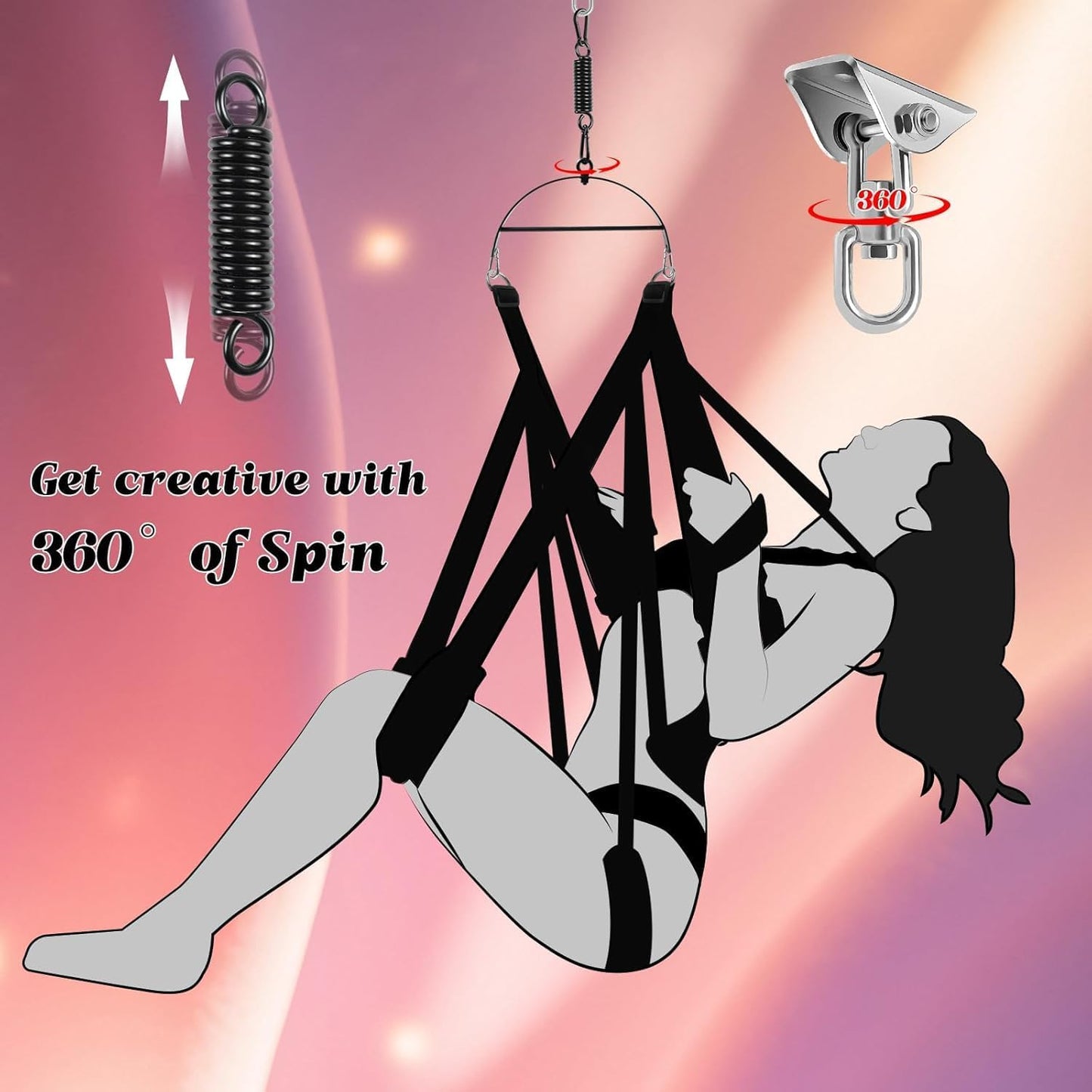 VortexLift Premium 360° Adjustable Sex Swing 800lb - SinfulX - 