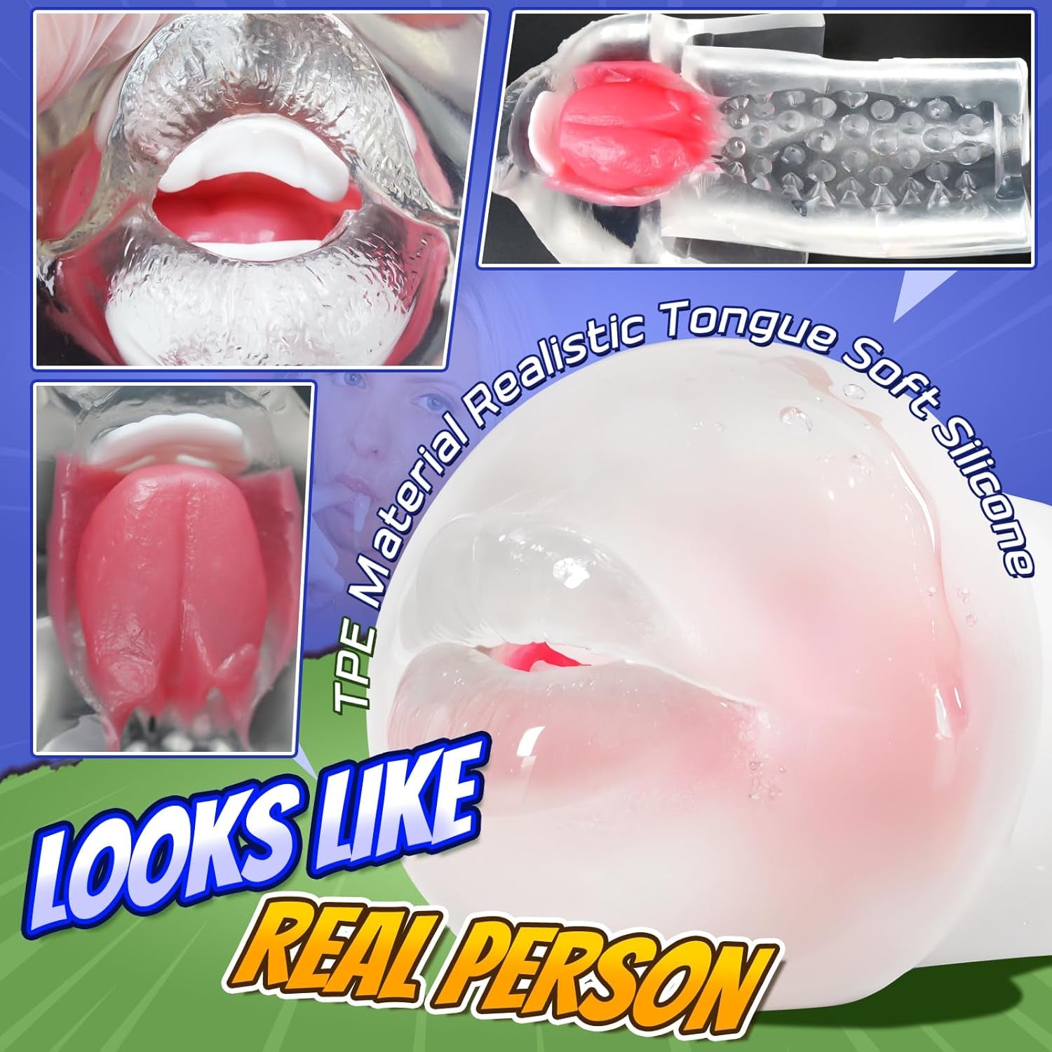 Pocket Pussy Sleeve Adapted to Any Penis Pump or Male Masturbator, Mouth Shaped, Adult Sex Toy, Washable and Portable, Clear (Red Tongue) - SinfulX - 