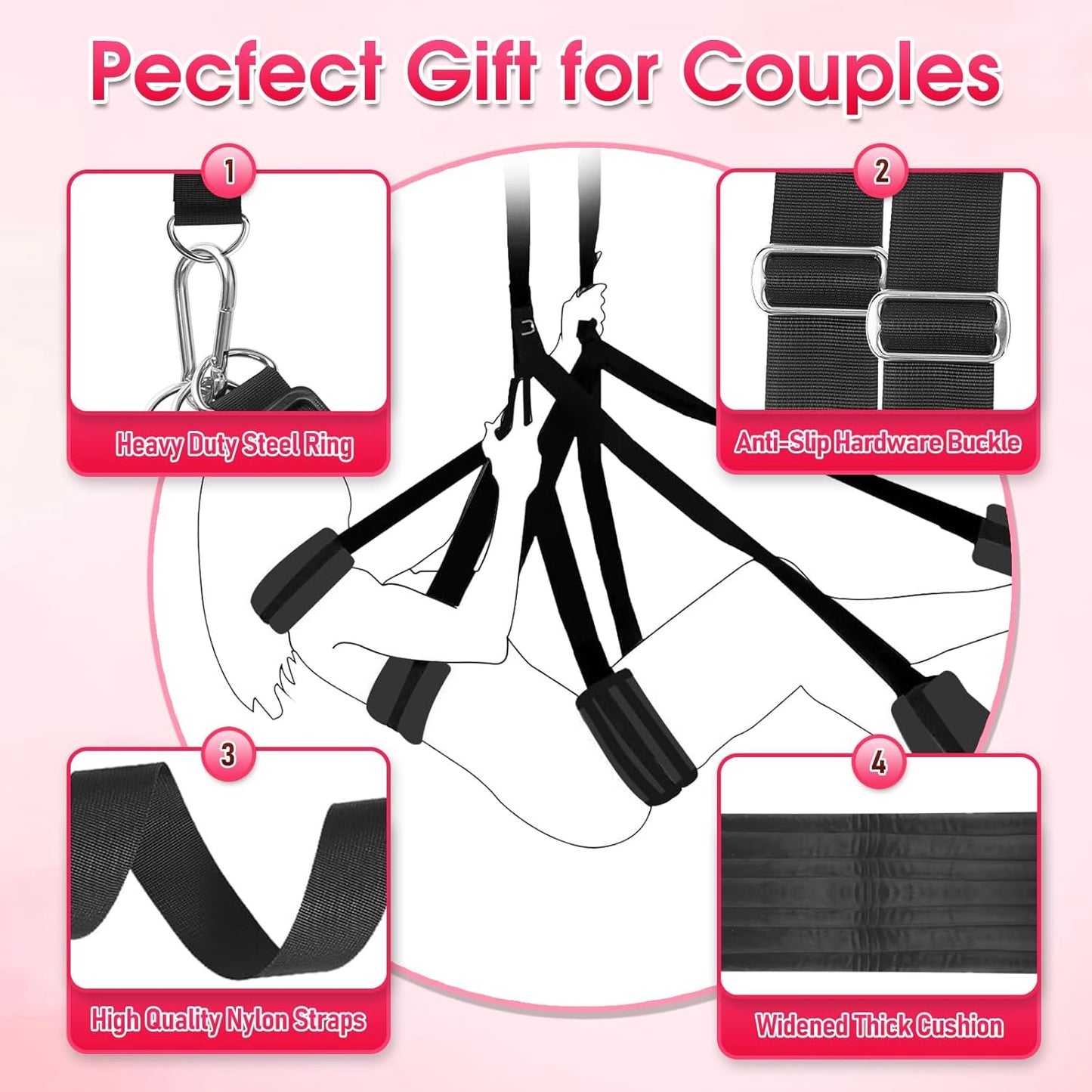 StratavaX Heavy Duty Sex Swing 500lb Adjustable - SinfulX - Personal Care > Sexual Wellness > Sex Swing