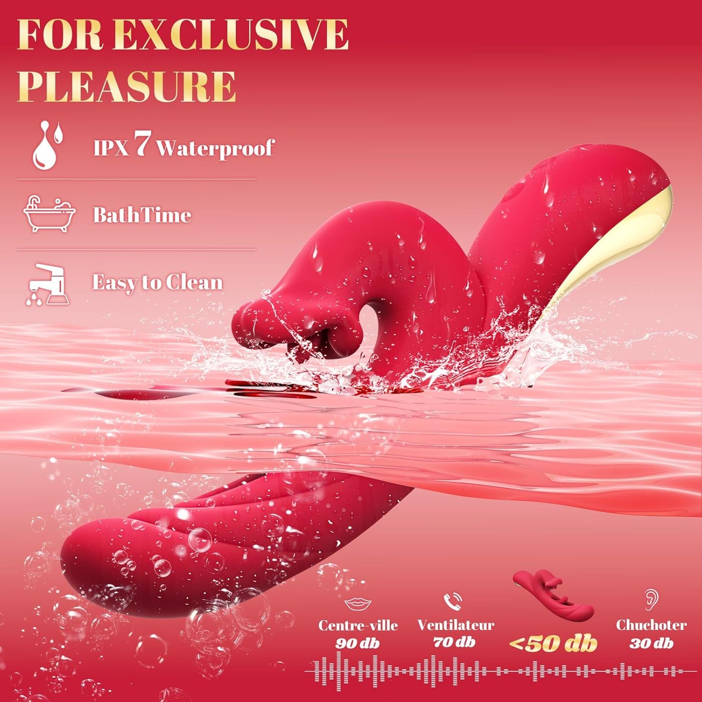 Rabbit Vibrator Adult Toys for Women, Dildo Sex Toy with 10 Tongue Vibration and 10 Flapping Modes, 3 - In - 1 Rose Toy Vibrators for G Spot Clit Stimulator Pleasure and Female Couples Games - SinfulX - 
