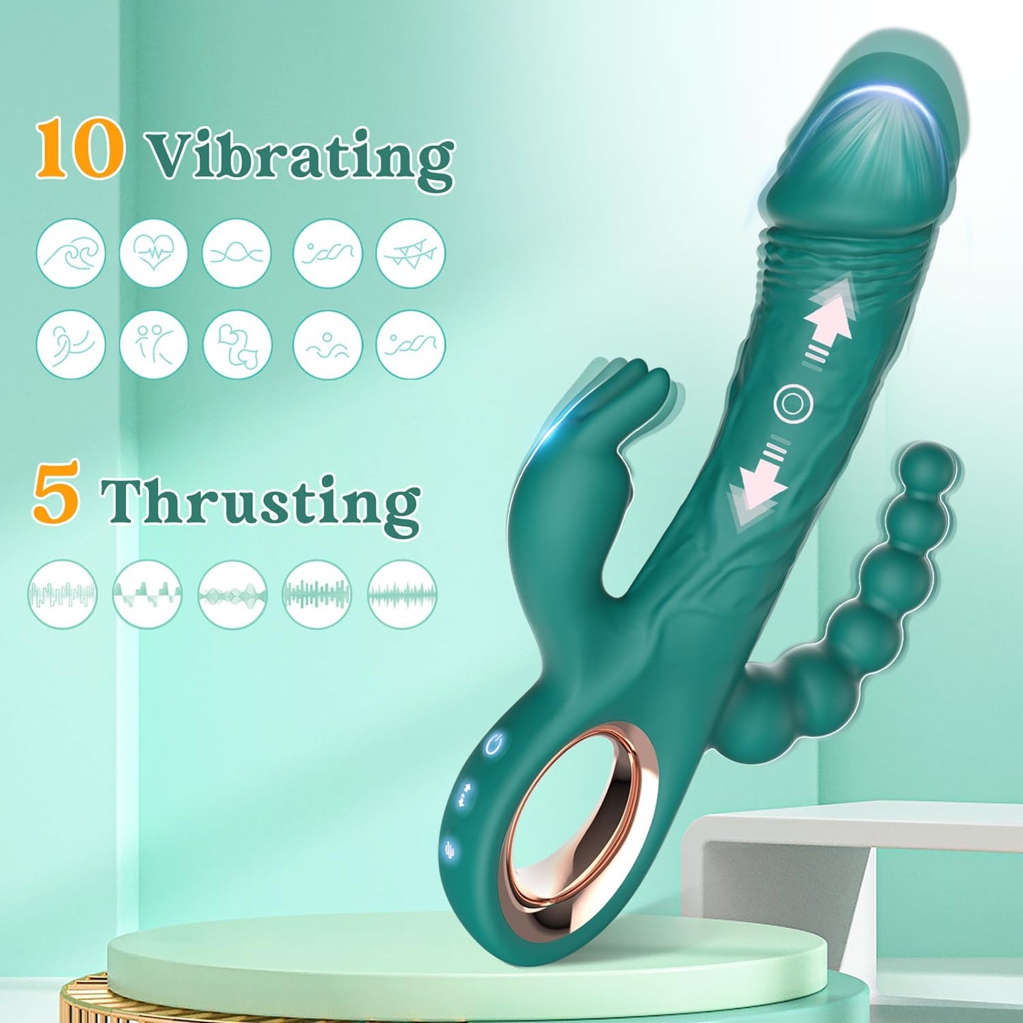 TriAxis Triple Motor Thrusting Rabbit Vibrator 10 Modes USB - SinfulX - 