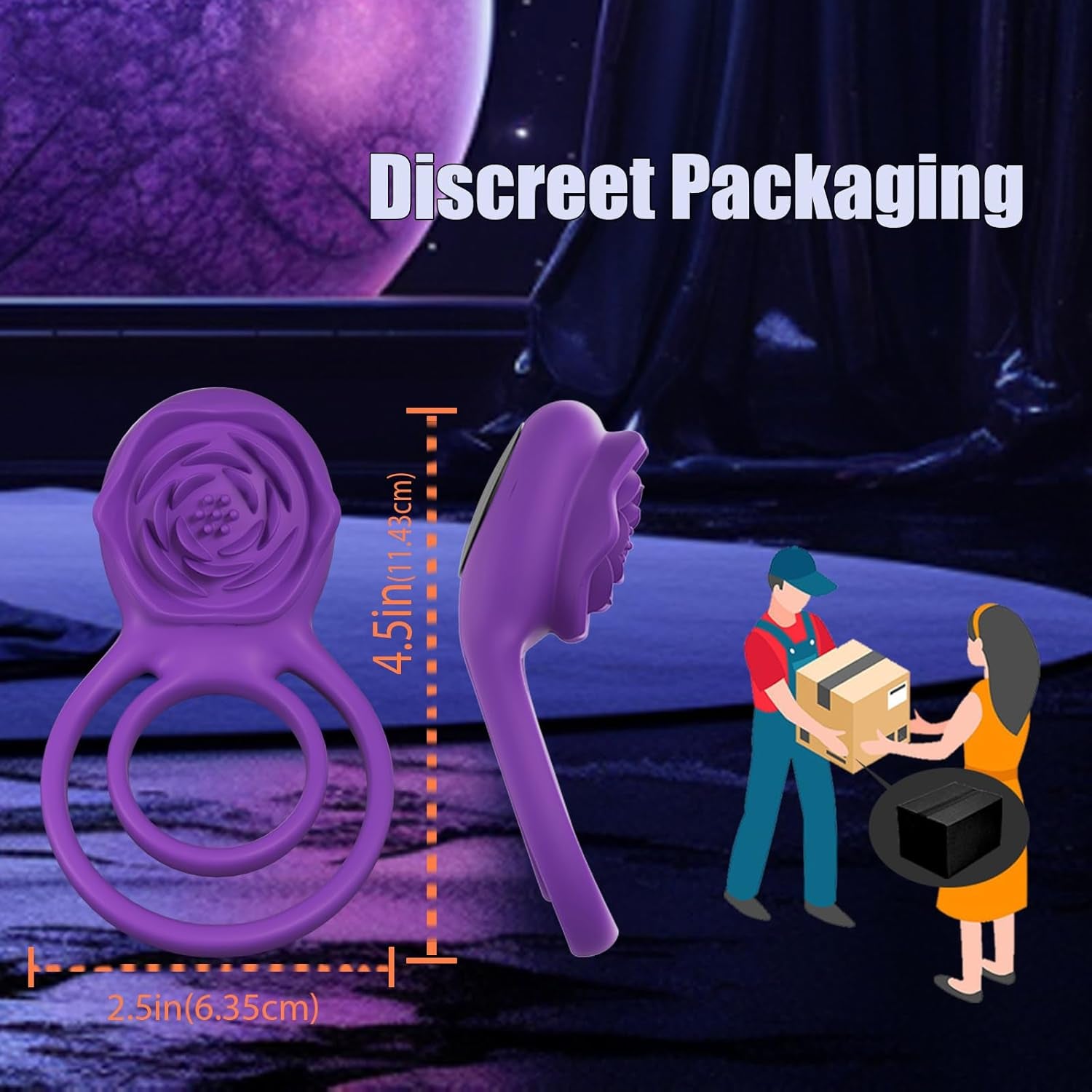 VioletLockX Purple Cock Ring Rose Clit Vibrator 7 Modes - SinfulX - Personal Care > Sexual Wellness > Couples Cock Ring