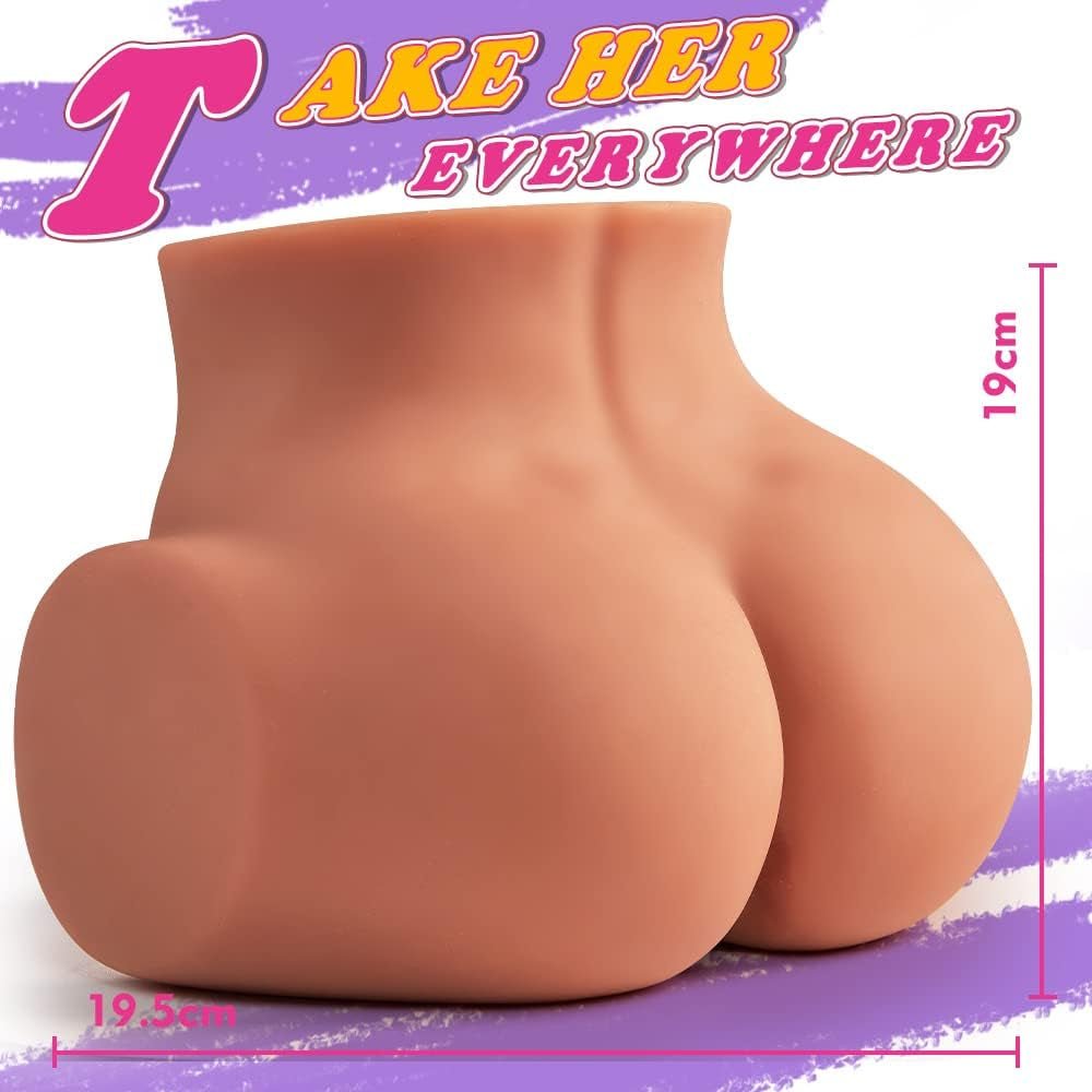 Brown Male Masturbator Sex Doll with Tight Labia, 2 Hole Pocket Pussy Ass Male Masturbator with Strong Suction Channel, 4.1 LB Sex Doll Male Sex Toy for Men Masturbation - SinfulX - 