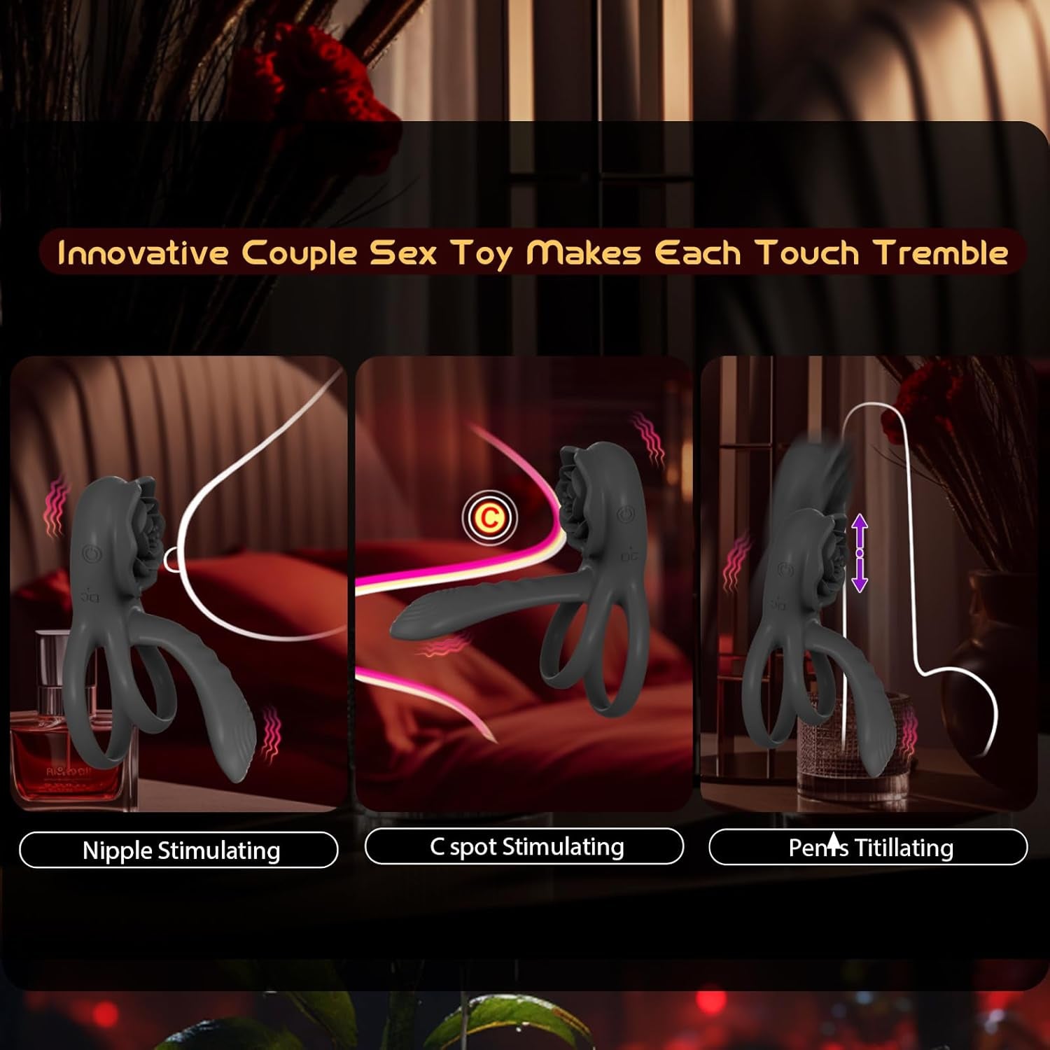 PetalCoreX Cock Ring Extender G - Spot Clit Vibrator 9 Modes - SinfulX - Personal Care > Sexual Wellness > Couples Cock Ring