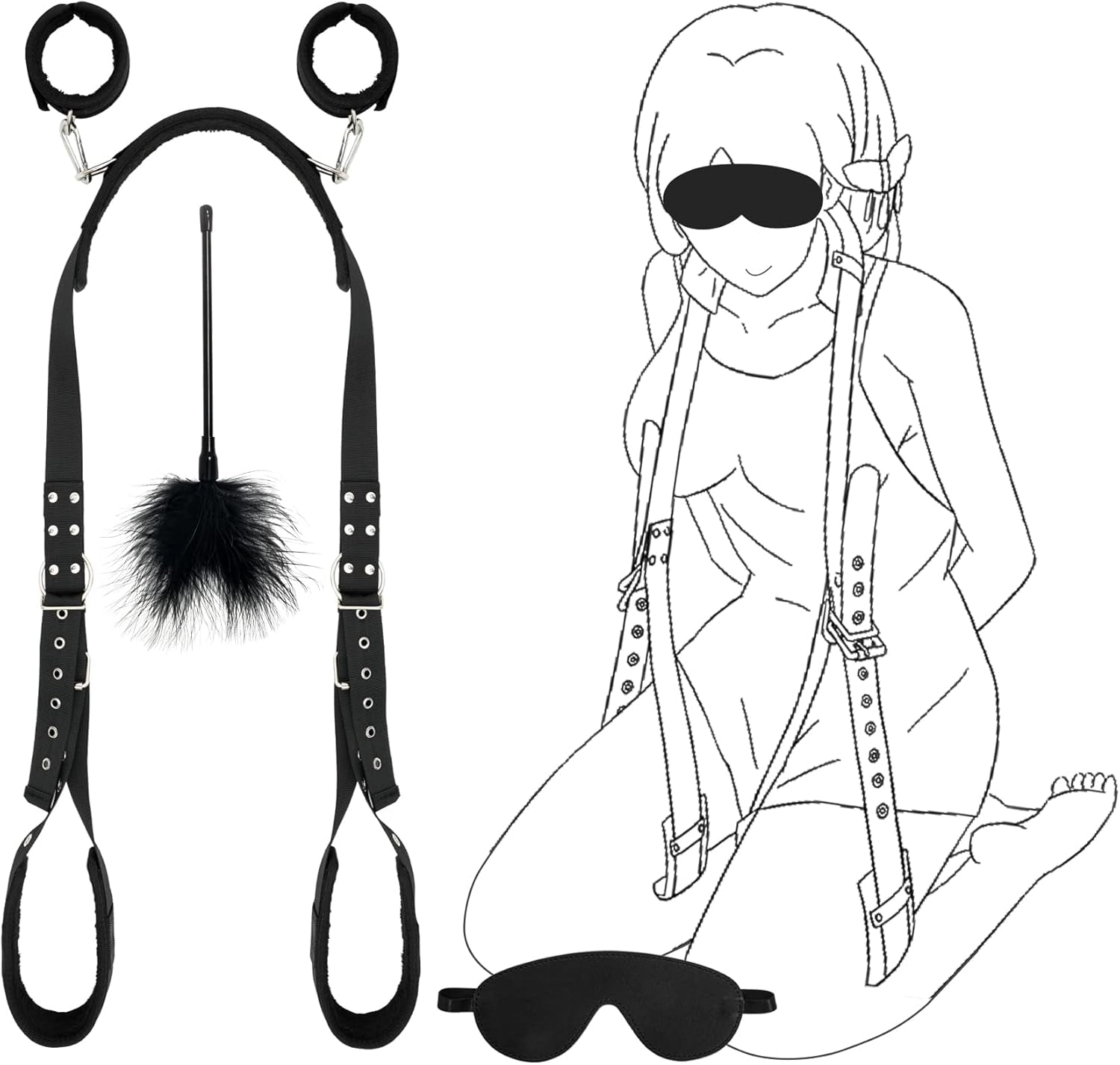 SoftBound BDSM Sling Restraint Kit Cuffs Blindfold - SinfulX - Personal Care > Sexual Wellness > Sex Sling