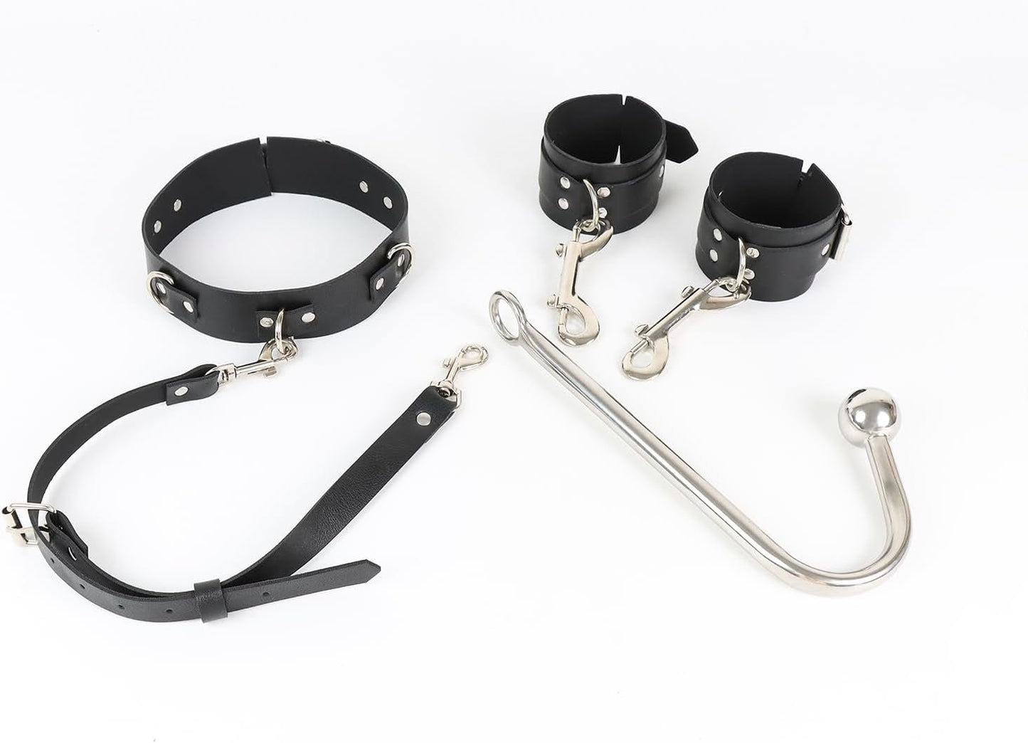Anal Hook BDSM Set - Neck to Wrist Restraints Sex BDSM Kit Bondage Collar Sex Harness Bondage Gear & Accessories Bondage Toys for Couple Valentines & Halloween Roleplay Gift - SinfulX - 