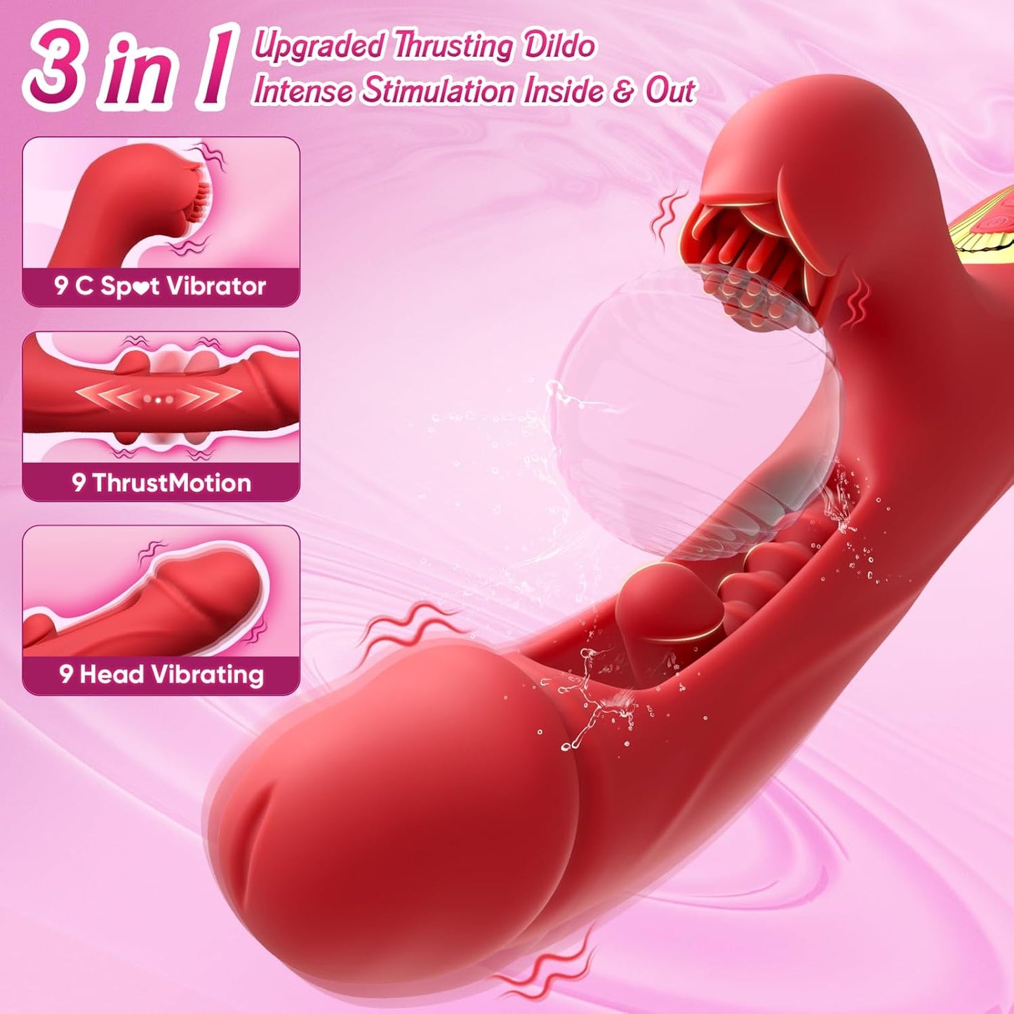 AvenraCore Thrusting Licking Brush G - Spot Vibrator 3 - in - 1 10 Modes - SinfulX - Personal Care > Sexual Wellness > Tongue Vibrator