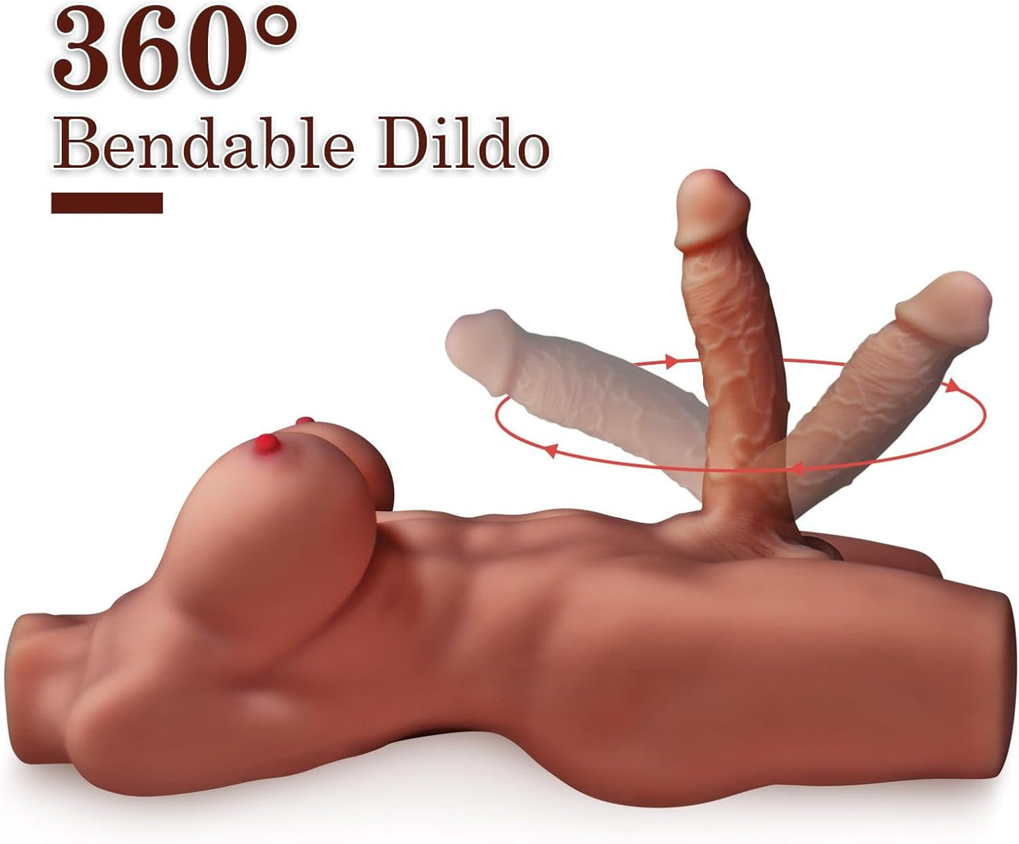 19LB Shemale Sex Doll Torso Male Masturbators Adult Toys with Realistic Big Breasts and Huge Dildo, Life Size Sex Doll with Hard Cock and Tight Anal, 3 in 1 Male Sex Toys with Penis - SinfulX - 