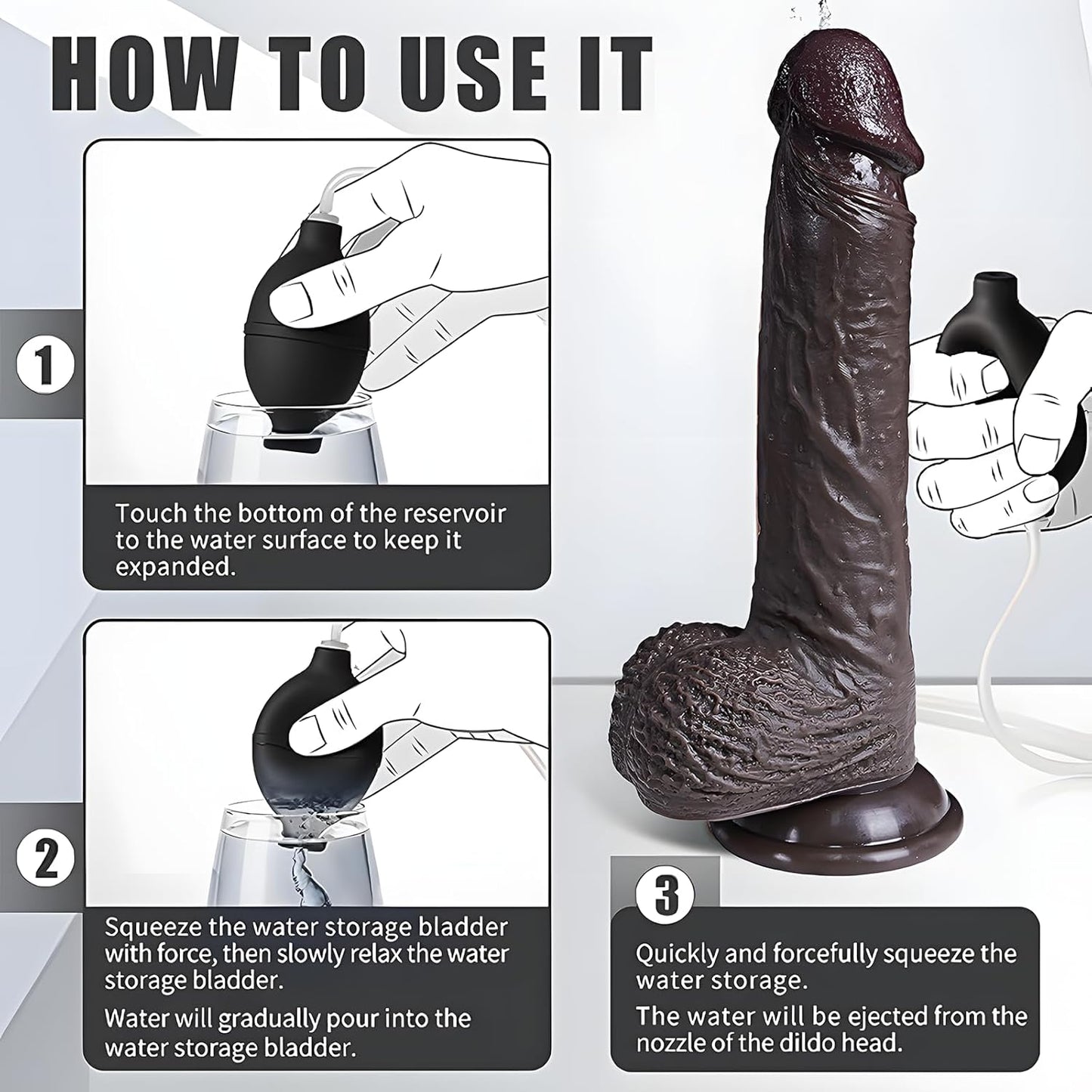 Dildos Squirting Dildo Ejaculating Toy, 8.5Inch Realistic Dildos Soft Feel like Real Skin, Silicone Anal Dildo with Strong Suction Cup for G Spot Anal Play, Adult Sex Toys for Women（Brown） - SinfulX - 