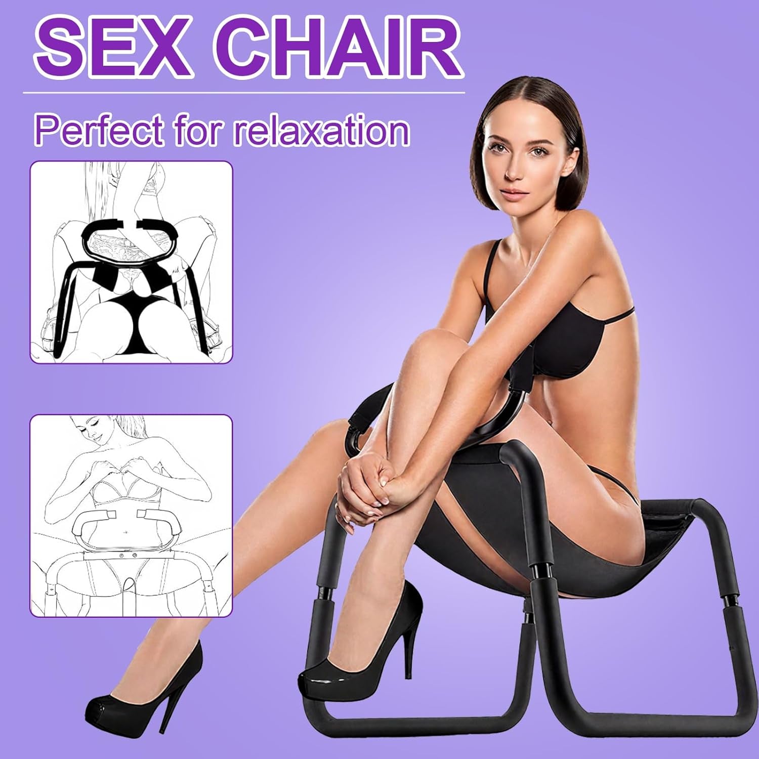 Sex Chair with Handles & Elastic Straps – Adjustable Bouncing Love Chair for Couples, Multifunctional Position Aid Stool, Easy to Assemble, Portable Intimate Furniture for Women and Men - SinfulX - 