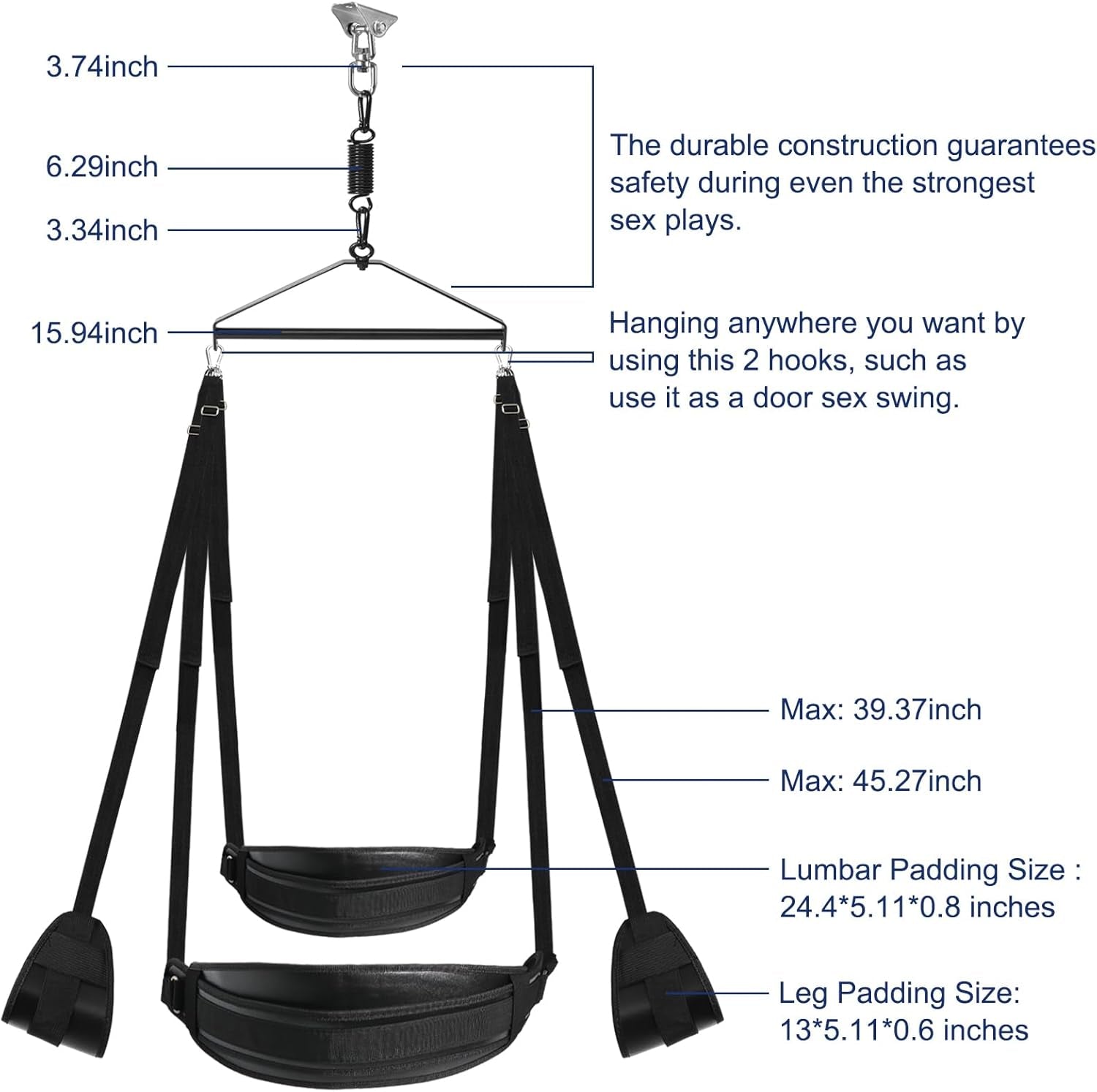 VortiqX 360° Spinning Ceiling Sex Swing 800lb - SinfulX - Personal Care > Sexual Wellness > Sex Swing