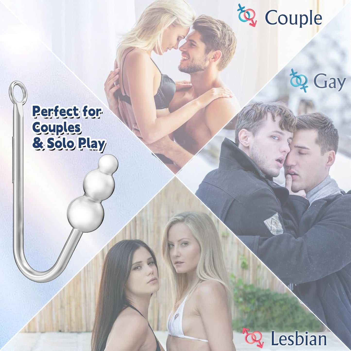 Vibrating Anal Hook Anal Plug, 3 Balls Anal Vibrator Anal Trainer Butt Plug with 9 Vibration Modes, Metal Anal Dilator Vagina Hook G Spot Stimulator SM Sex Toys for Beginners Gay Women Couples - SinfulX - 