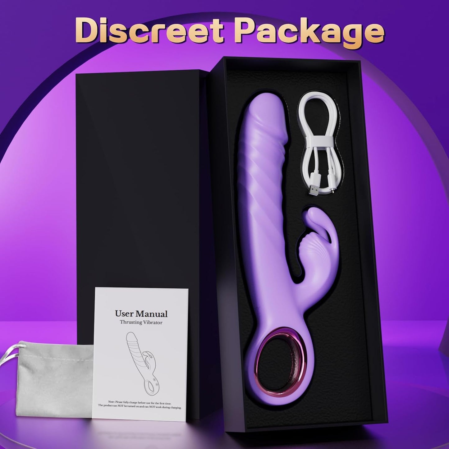Thrusting Dildo Women Sex Toy - App Control Vibrator for Women with 9 Thrusting and 9 Vibrating Modes, G Spot Clitoral Rabbit Vibrators Adult Toys for Womens Couples (Purple) - SinfulX - 