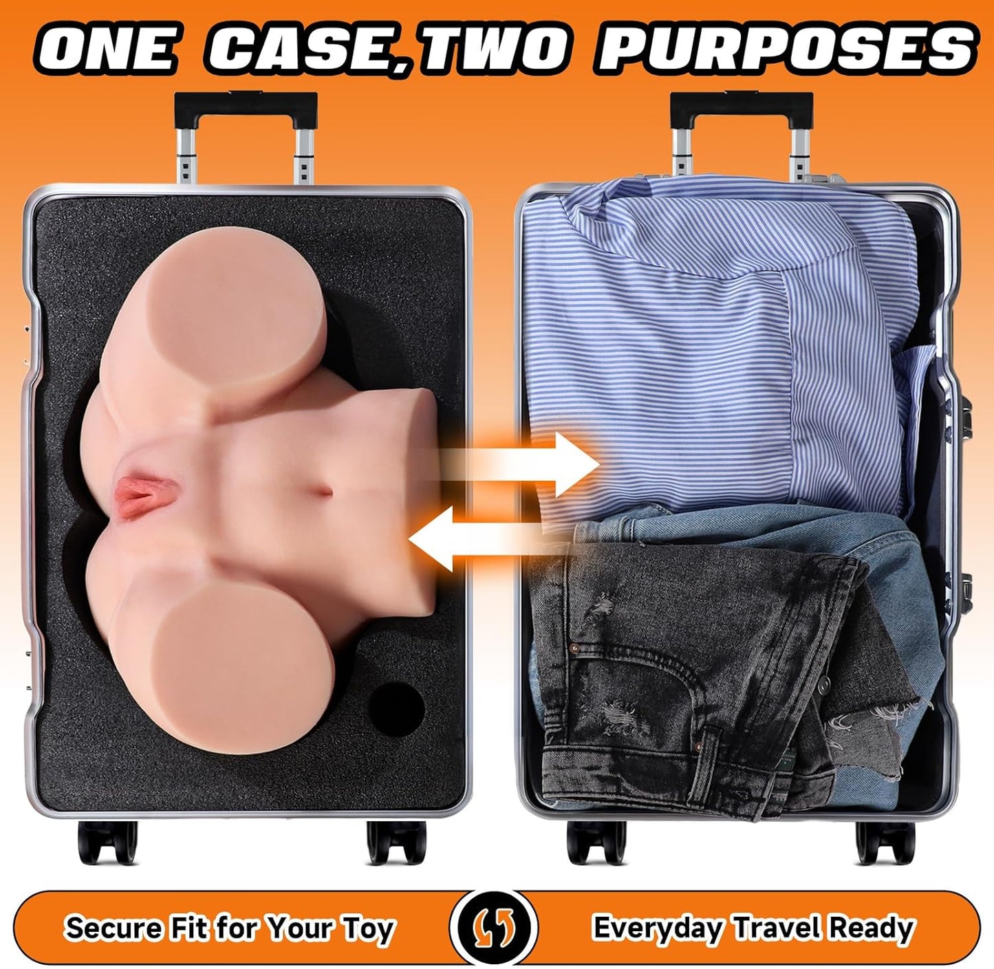 BBW Sex Doll Big Ass Male Sex Toys with Luggage, 36LB Realistic Plump Cheek Sex Dolls Masturbator & Dual - Layer Bouncy Butt, Tight Vagina & Anal Channels Adult Sex Toy Storker for Men Lifelike Pressure - SinfulX - 