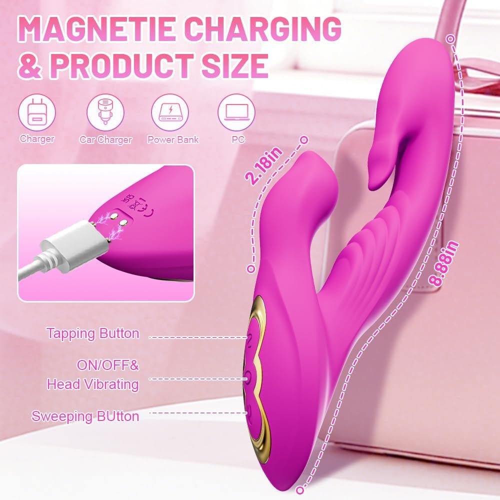 Tongue Vibrator Dildo Sex Toys, Rabbit Vibrator for Licking Clitoris Stimulation with 10 Tongue Licking & Flapping Vibrating Mode, Soft Thrusting Dildo Adult Toys Rose Toy for Couple Women Games - SinfulX - 