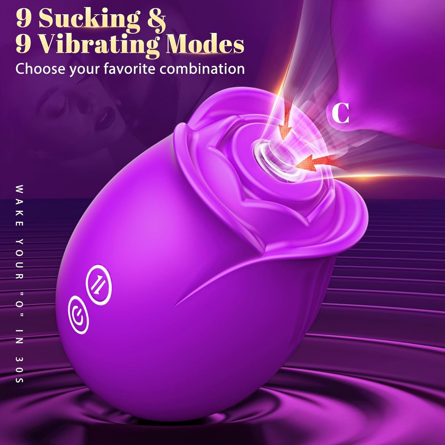 Rose Sex Toy Adult Toys - Sucking Vibrator Adult Sex Toy with 9 Sucking & Vibrating Rose Sucker G Spot Vibrators, Women Nipple Clit Games Machine for Female Couples Sex Furniture - SinfulX - 