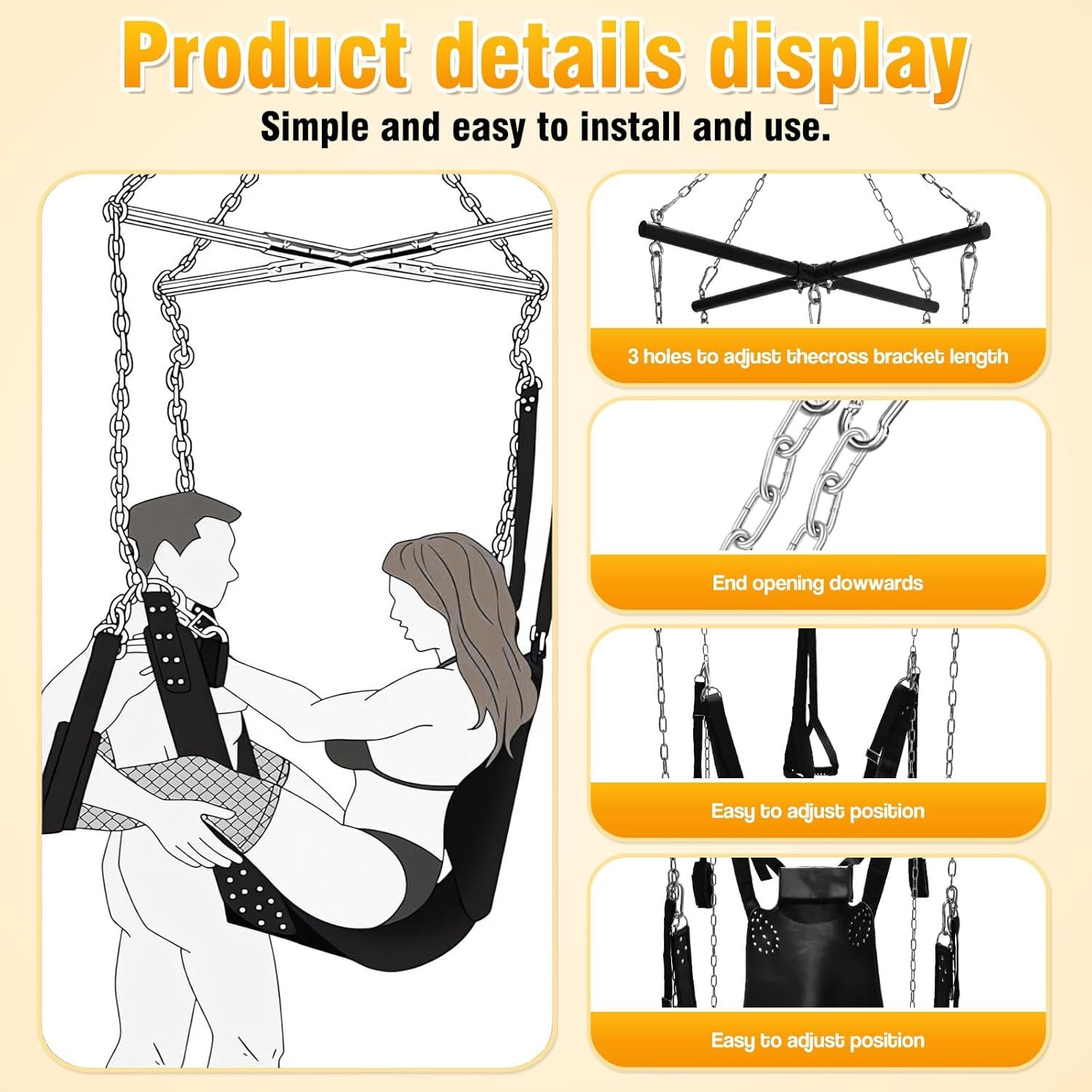 SteelRise Adjustable Heavy - Duty Ceiling Sex Swing - SinfulX - 