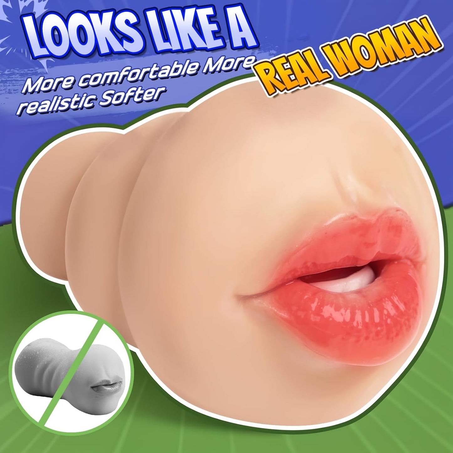 Pocket Pussy Sleeve Adapted to Any Penis Pump or Male Masturbator, Mouth Shaped, Adult Sex Toy, Washable and Portable, Flesh - SinfulX - 
