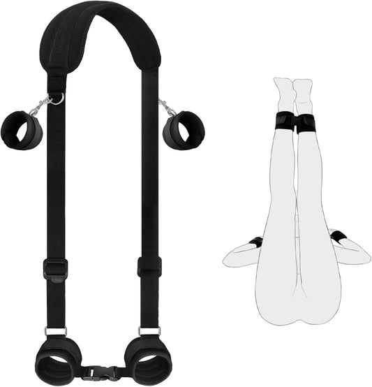 Sex Bondage Restraints BDSM Ankle Restraints Lock Adjustable Neck to Thigh/Ankle Cuffs Sex Straps Bed Restraints Sex Sling Sex Toys Couples Game Play