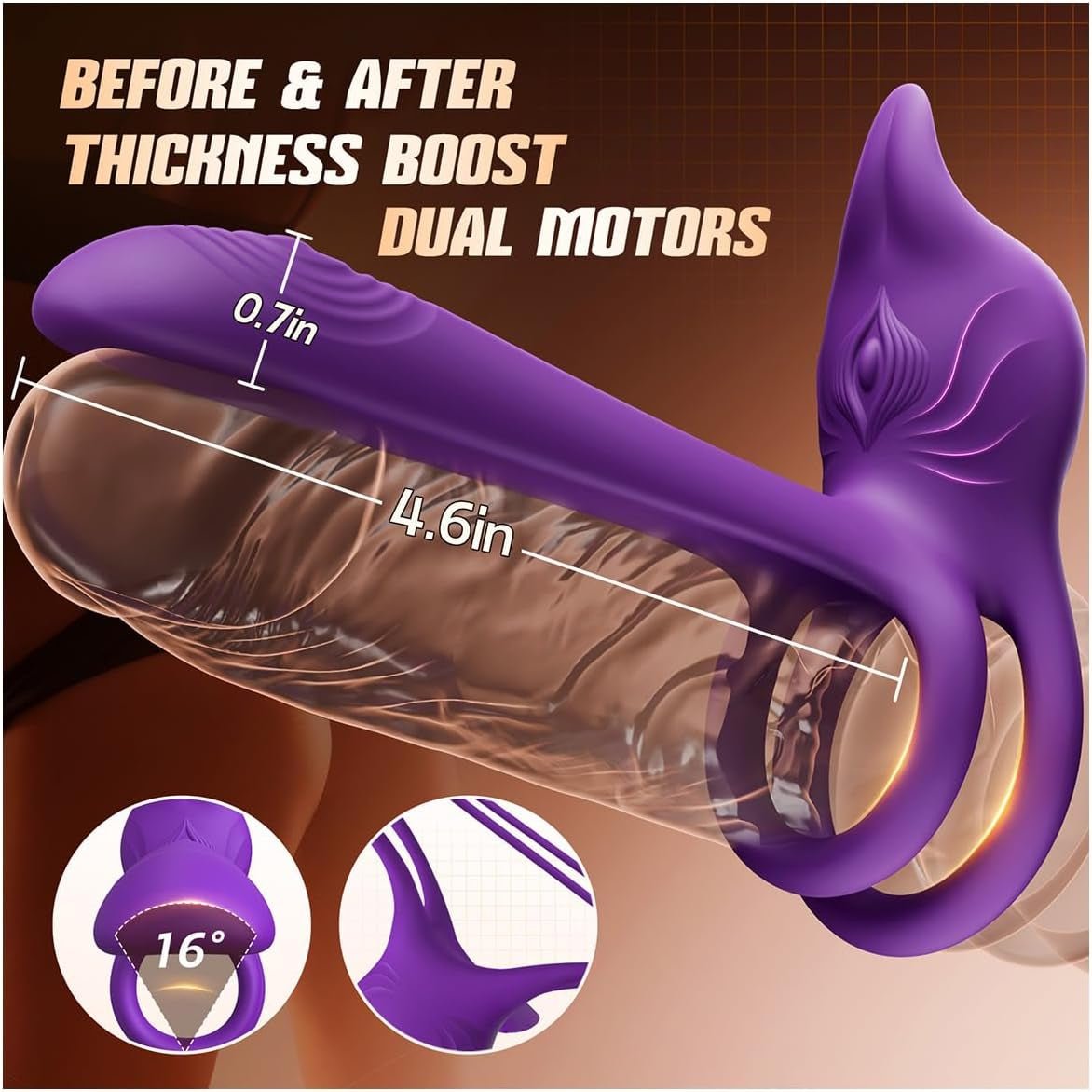 FoxSync Vibrating Cock Ring G - Spot Clit Stimulator App - SinfulX - Personal Care > Sexual Wellness > Couples Cock Ring