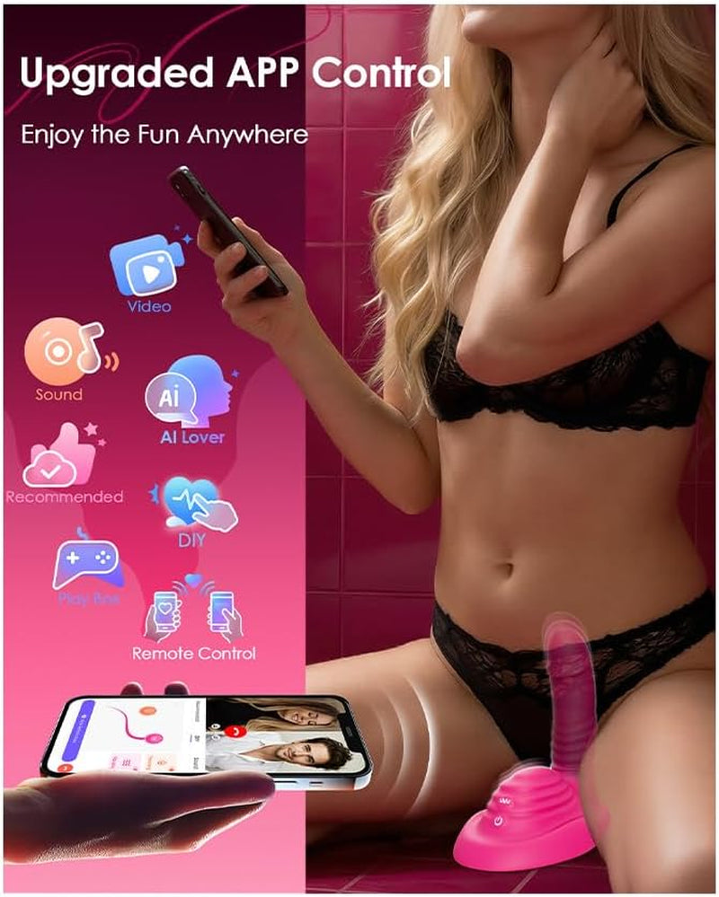 Riding Grinding Thrusting Dildo Vibrator - Remote Control Sex Grinders with 9 Thrusts & Vibrations for Clit G Spot Nipple Weight Toys, Women Female Sex Toy Adult Toys & Games Sex Machine Dildos