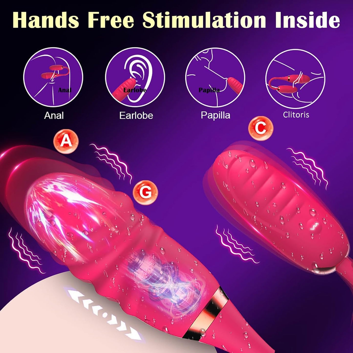 App Remote Control G Spot Vibrator for Couples Anal Double Ended Dildos Vibrators with 10 Vibration Modes Long Distance Remote Control Clitoris Stimulator Nipple Stimulator Female Sex Toys - SinfulX - 